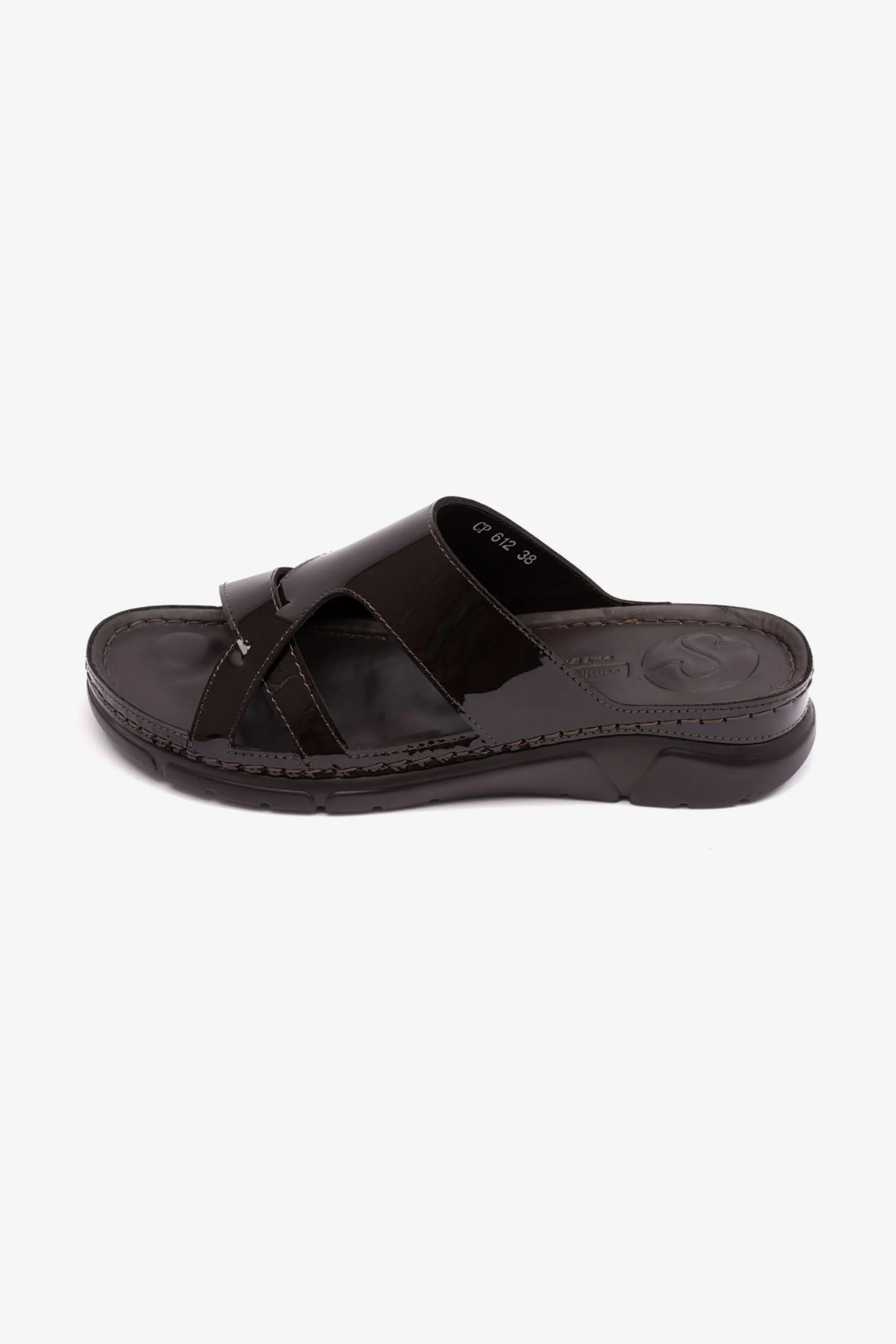 PATENT LEATHER WOMENS COMFORT PLUS SANDALS BROWN - Seventy7