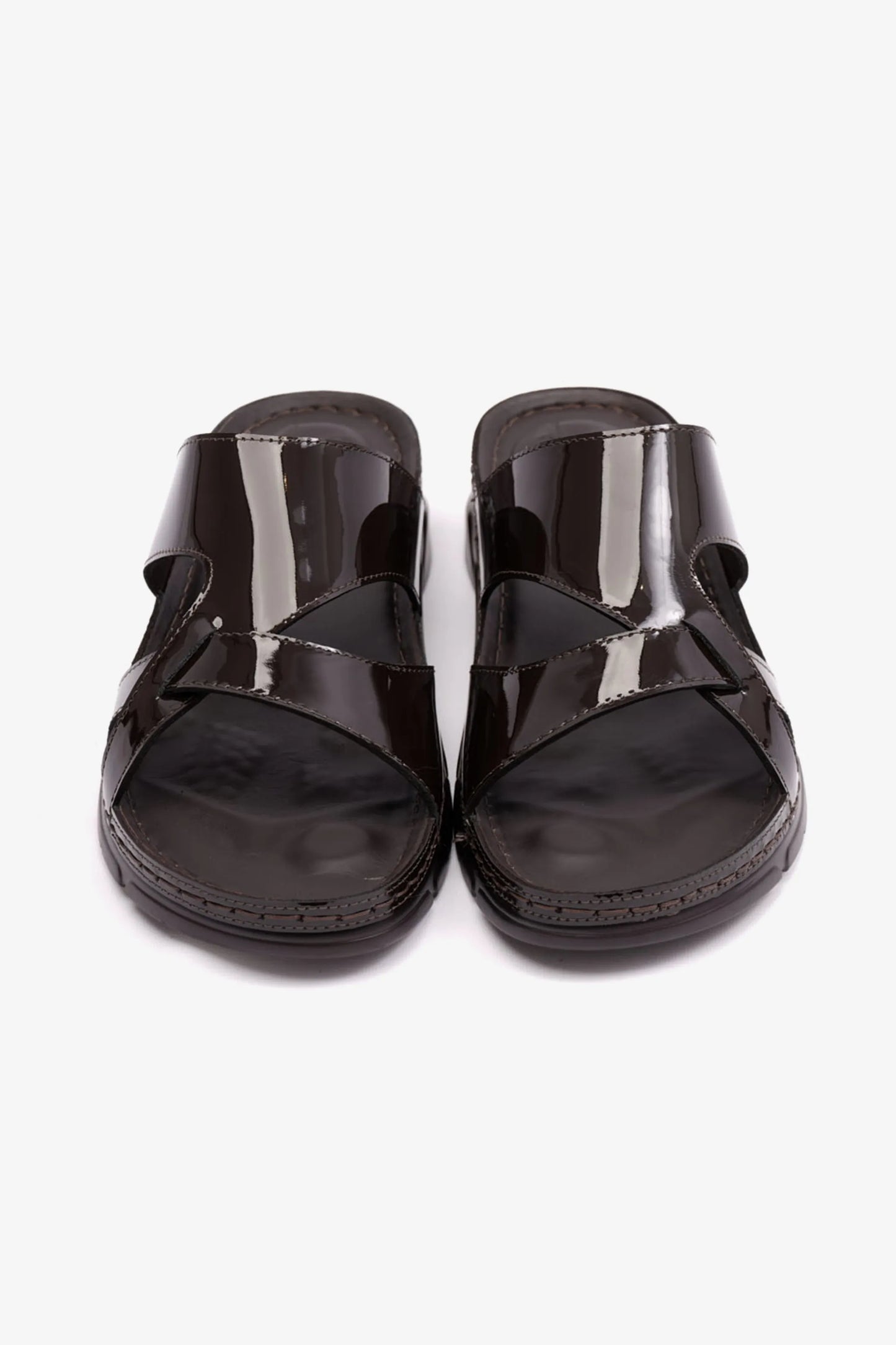 PATENT LEATHER WOMENS COMFORT PLUS SANDALS BROWN - Seventy7