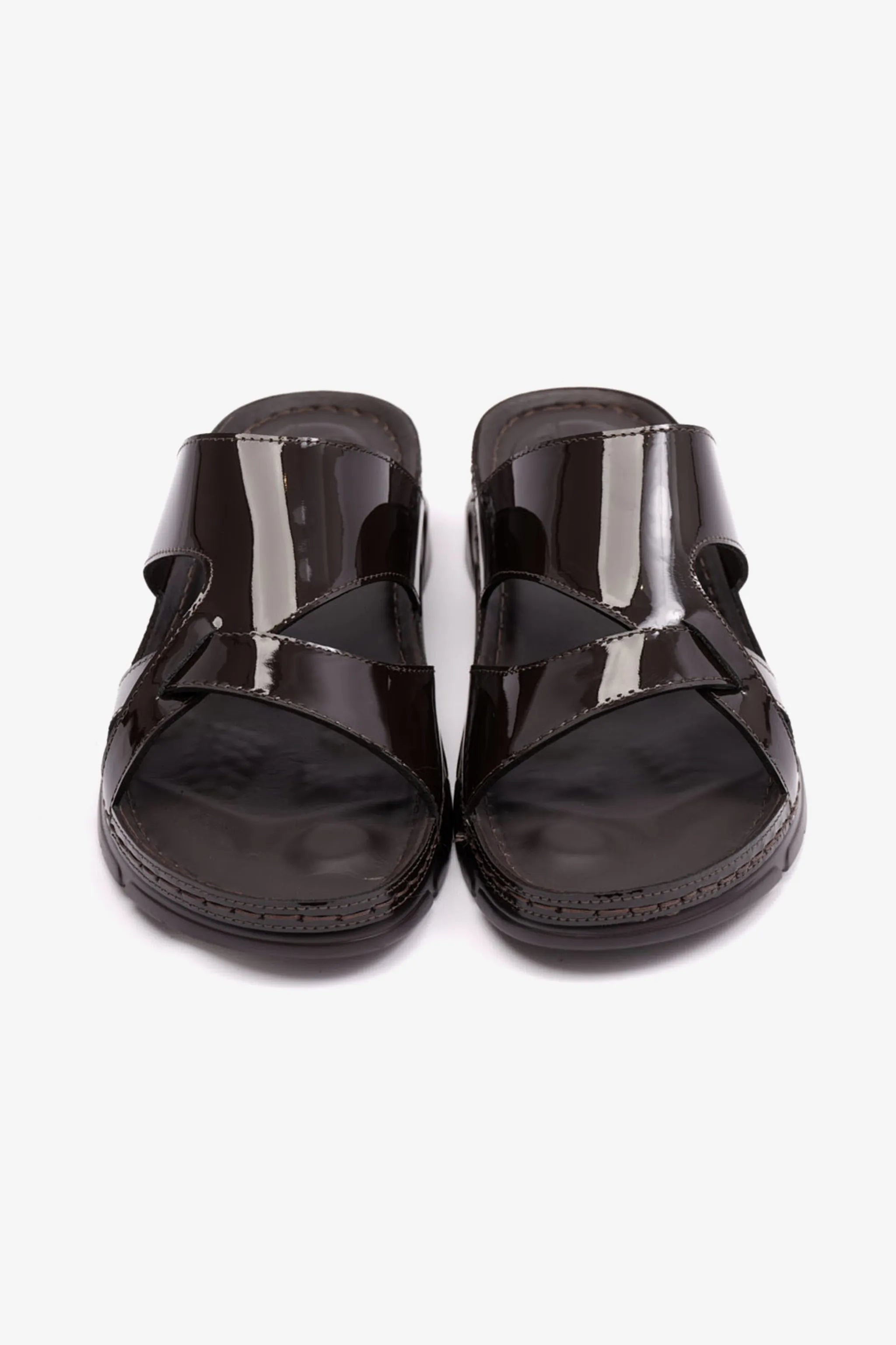 PATENT LEATHER WOMENS COMFORT PLUS SANDALS BROWN - Seventy7