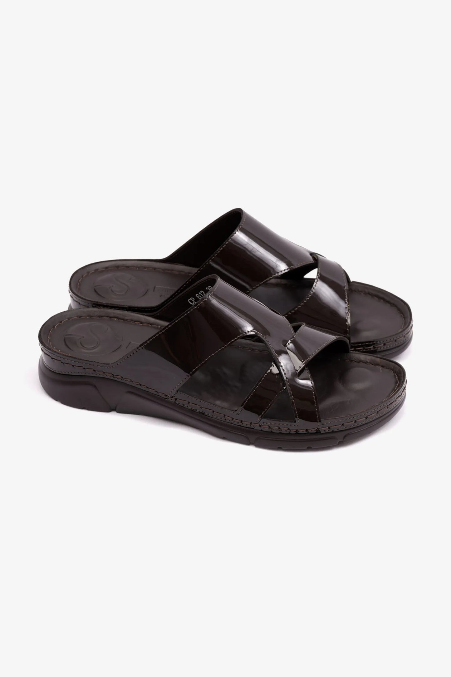PATENT LEATHER WOMENS COMFORT PLUS SANDALS BROWN - Seventy7
