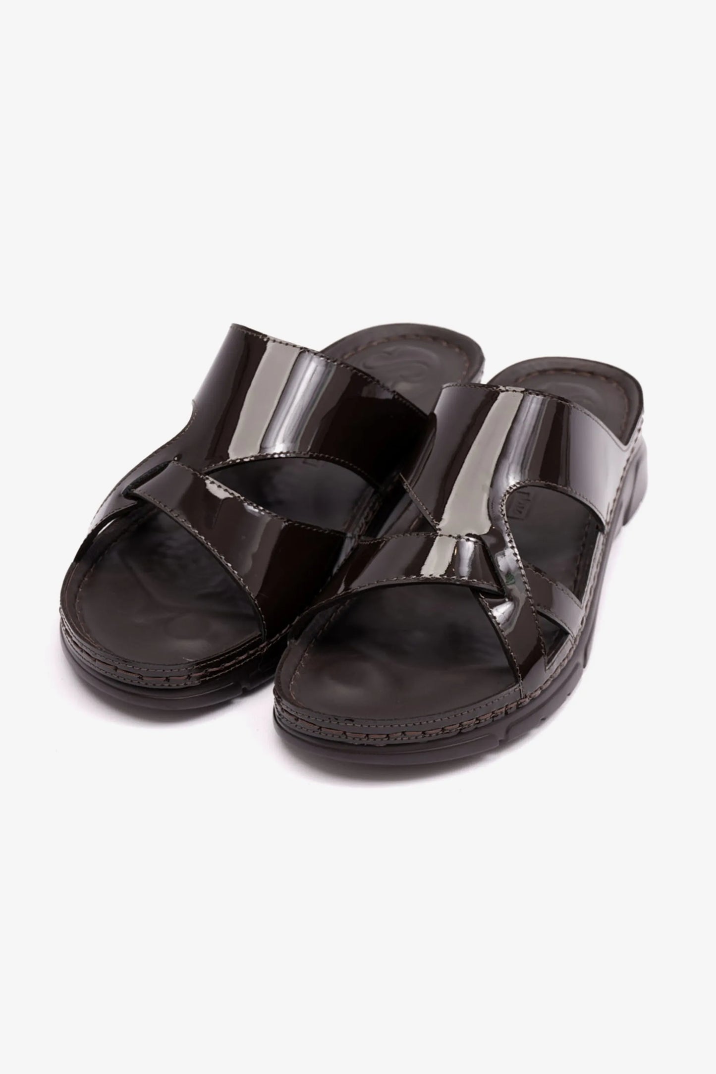 PATENT LEATHER WOMENS COMFORT PLUS SANDALS BROWN - Seventy7