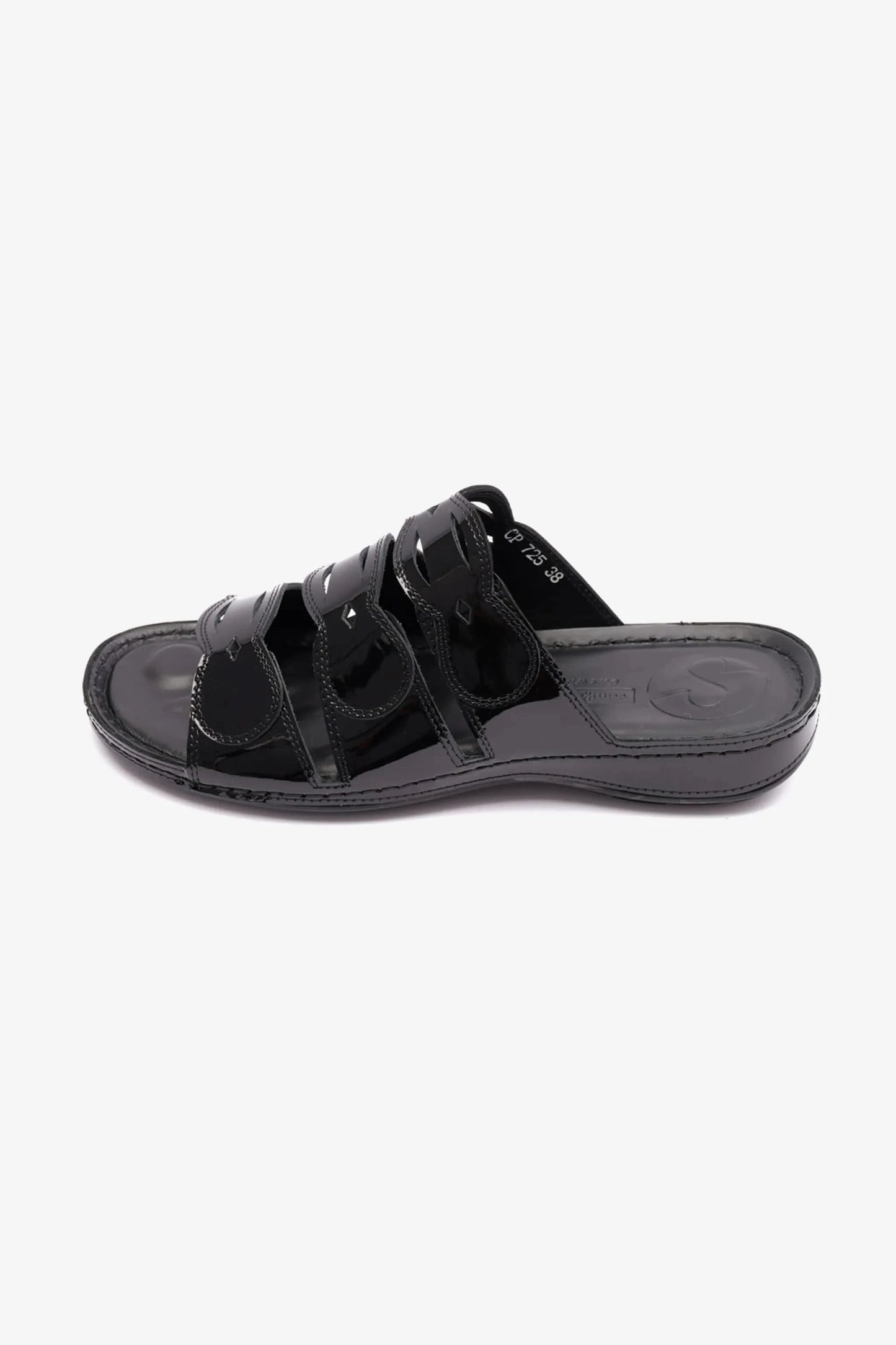 WOMENS COMFORT PLUS SOFT FOOTBED SANDALS BLACK - Seventy7