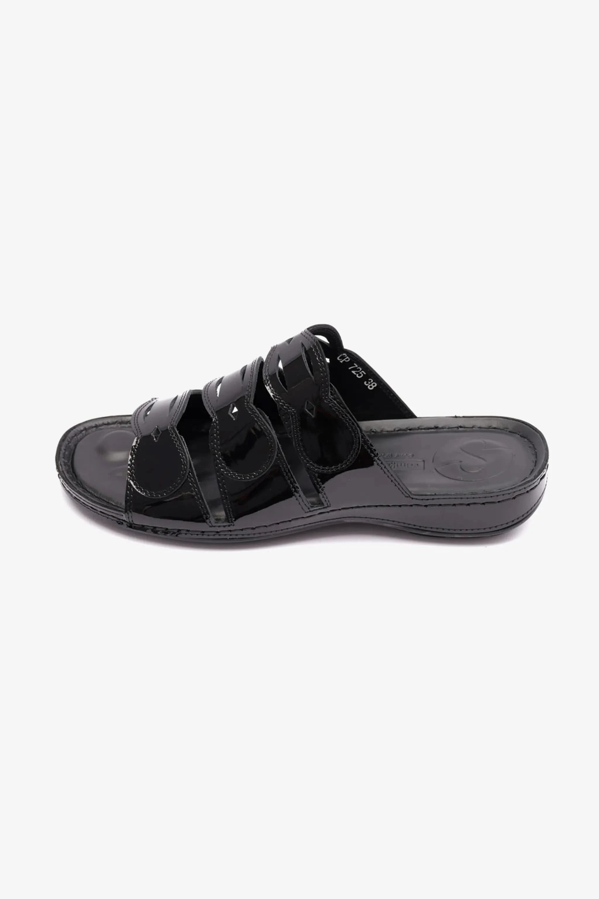 WOMENS COMFORT PLUS SOFT FOOTBED SANDALS BLACK - Seventy7