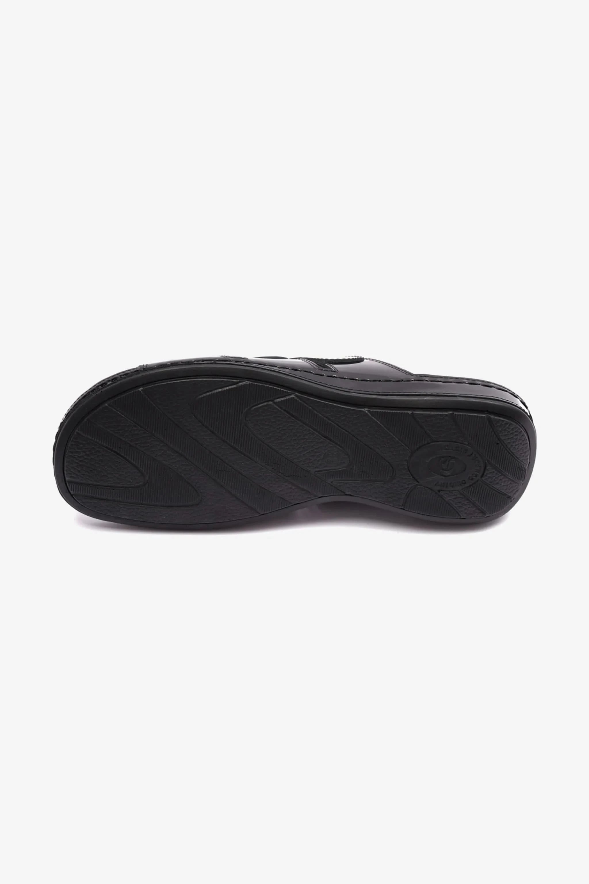 WOMENS COMFORT PLUS SOFT FOOTBED SANDALS BLACK - Seventy7