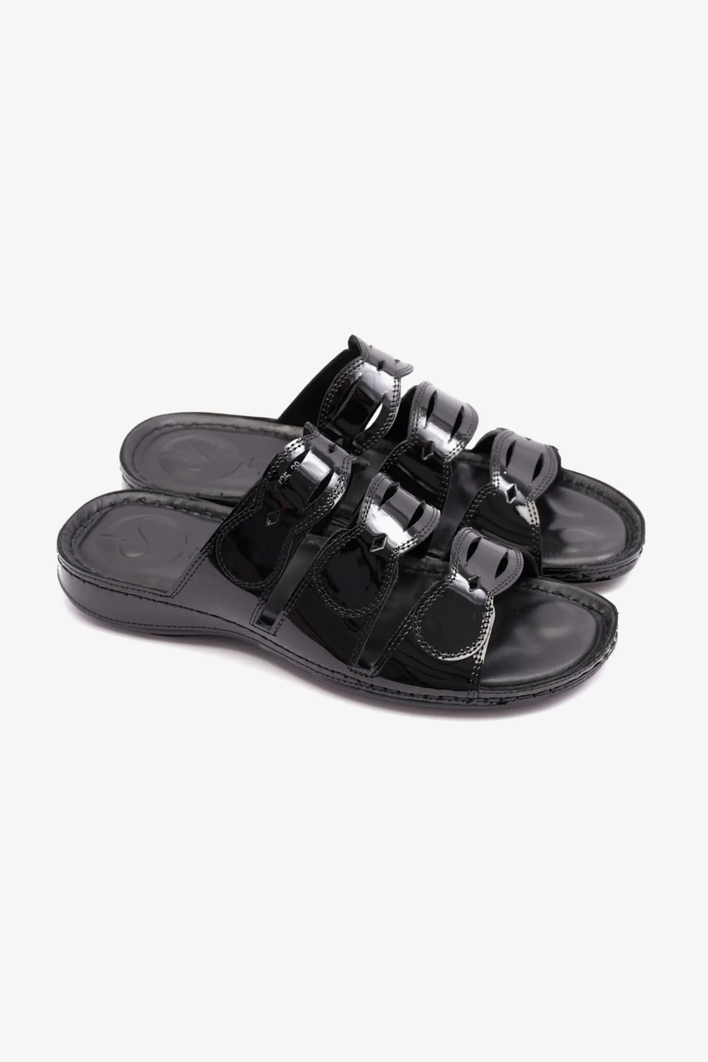 WOMENS COMFORT PLUS SOFT FOOTBED SANDALS BLACK - Seventy7