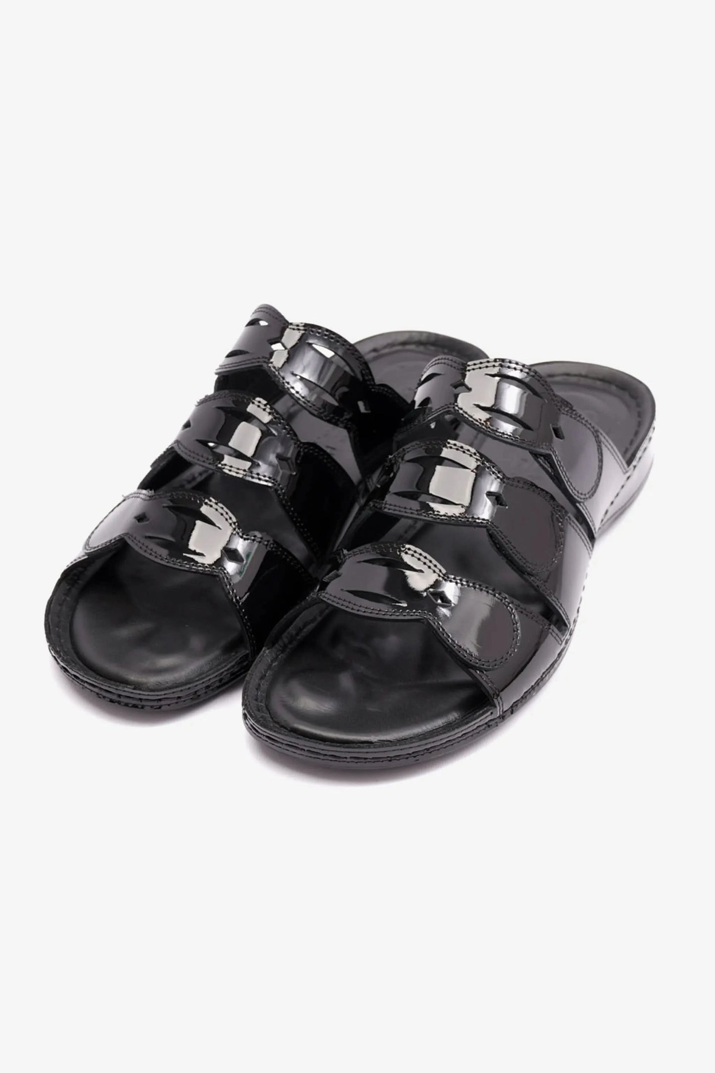 WOMENS COMFORT PLUS SOFT FOOTBED SANDALS BLACK - Seventy7