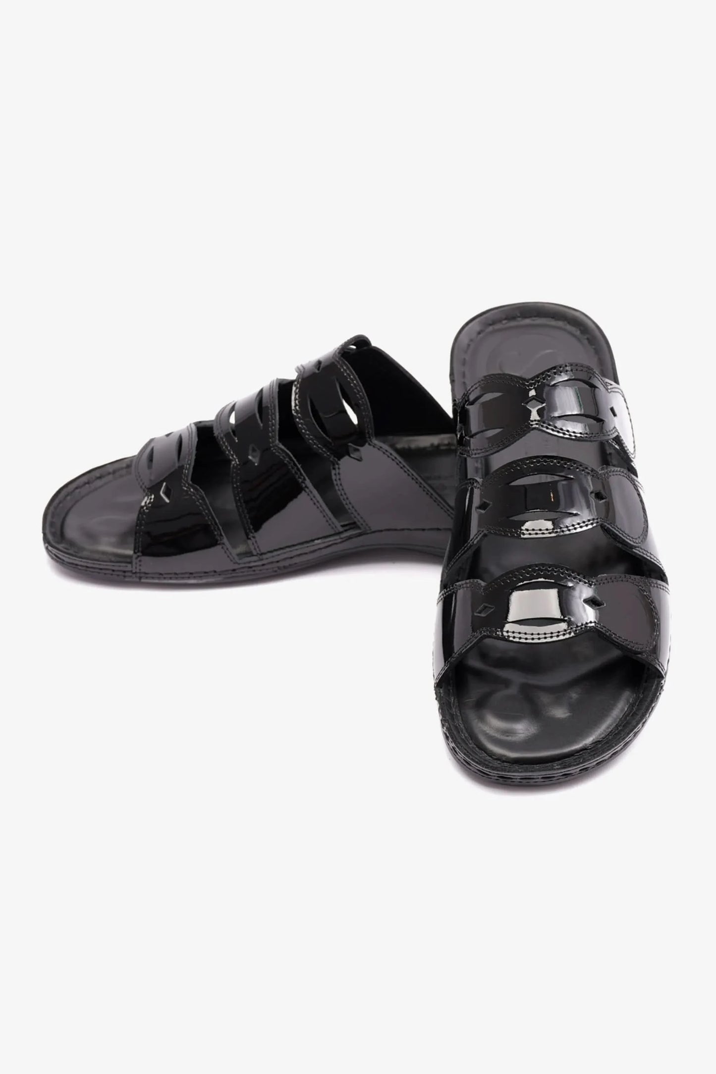 WOMENS COMFORT PLUS SOFT FOOTBED SANDALS BLACK - Seventy7