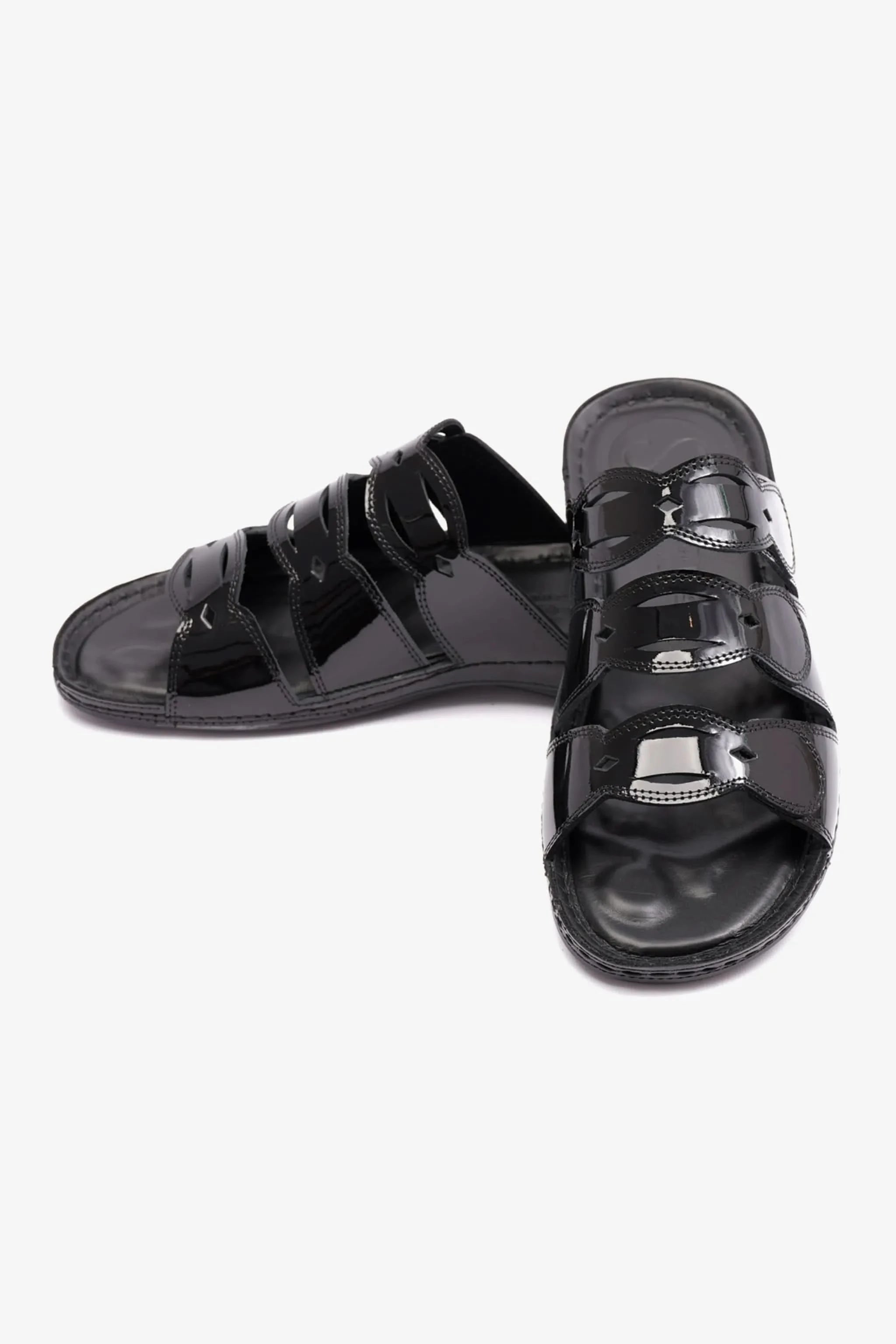 WOMENS COMFORT PLUS SOFT FOOTBED SANDALS BLACK - Seventy7