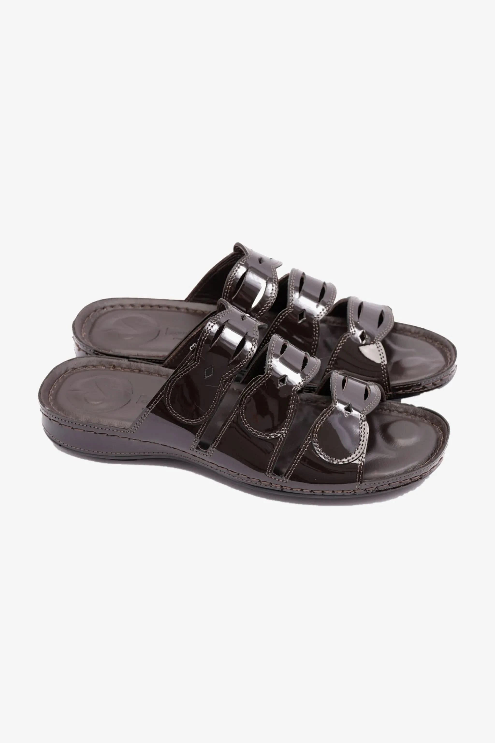 WOMENS COMFORT PLUS SOFT FOOTBED SANDALS BROWN - Seventy7