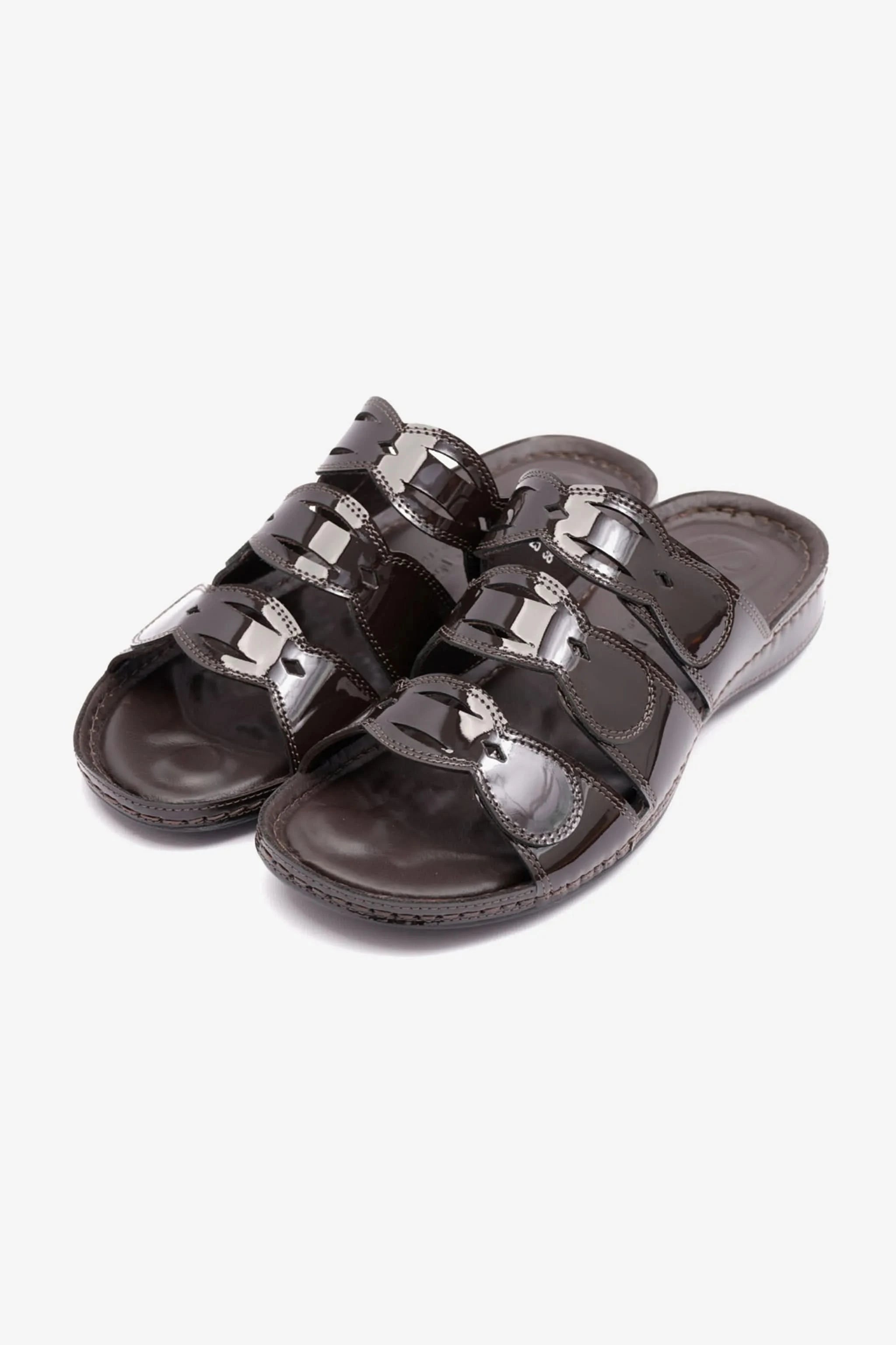 WOMENS COMFORT PLUS SOFT FOOTBED SANDALS BROWN - Seventy7