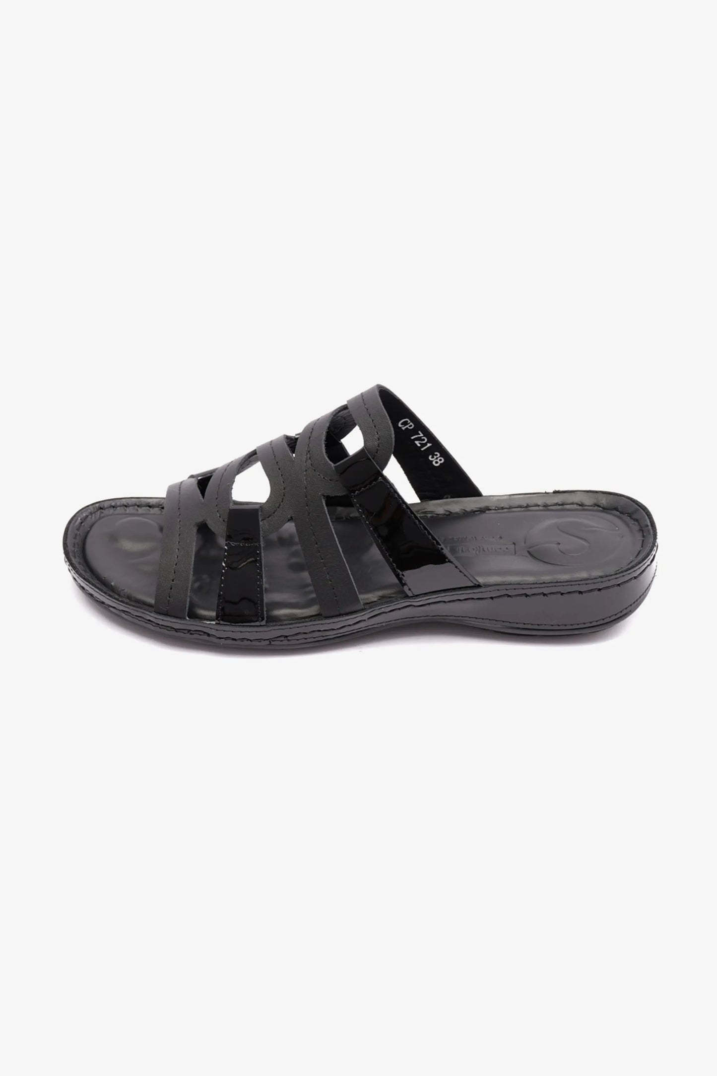 FLAT OUTSOLE COMFORT PLUS LADIES SANDAL BLACK - Seventy7