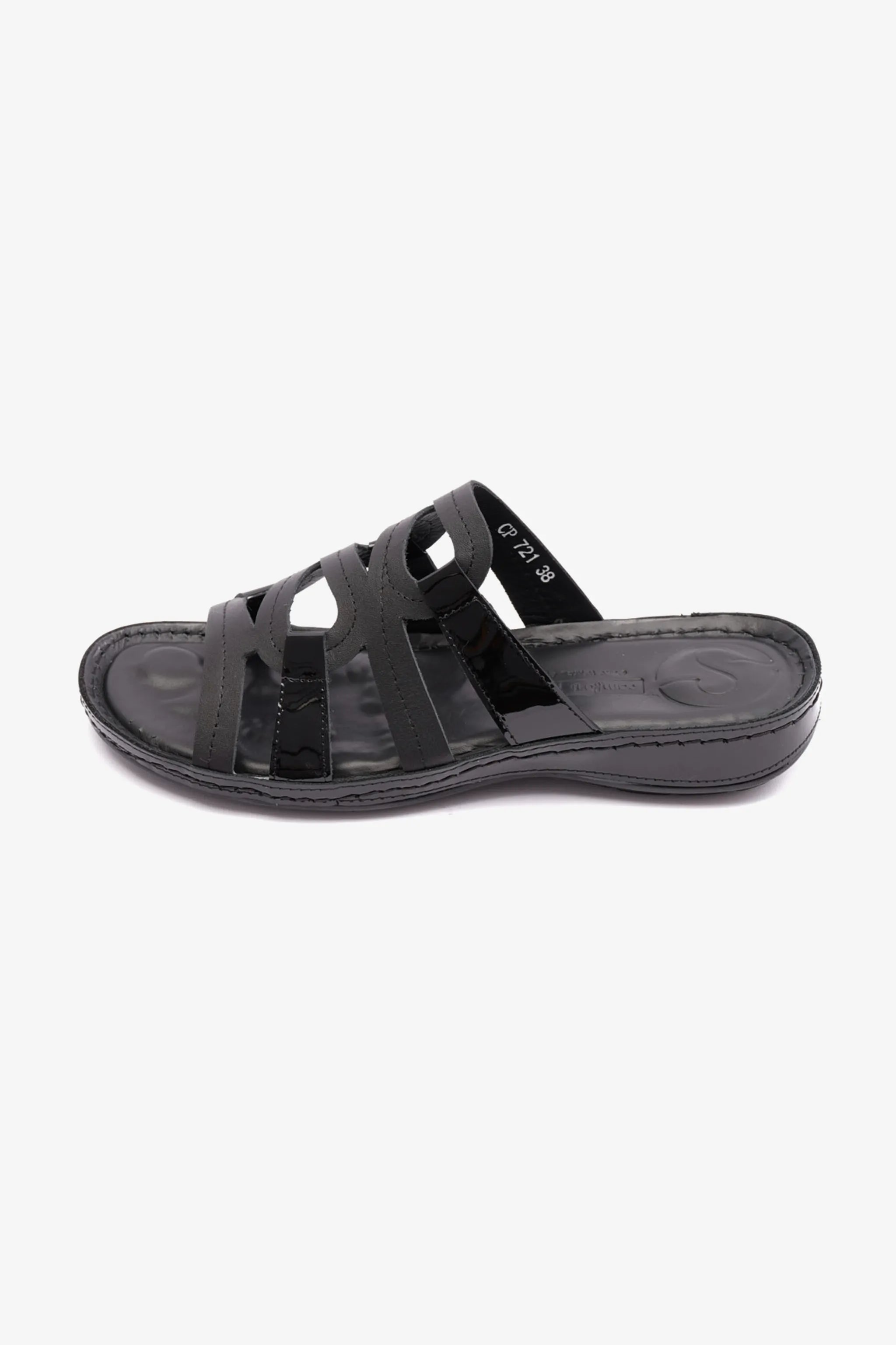 FLAT OUTSOLE COMFORT PLUS LADIES SANDAL BLACK - Seventy7