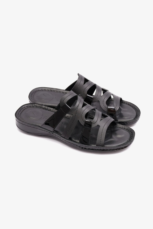 FLAT OUTSOLE COMFORT PLUS LADIES SANDAL BLACK - Seventy7