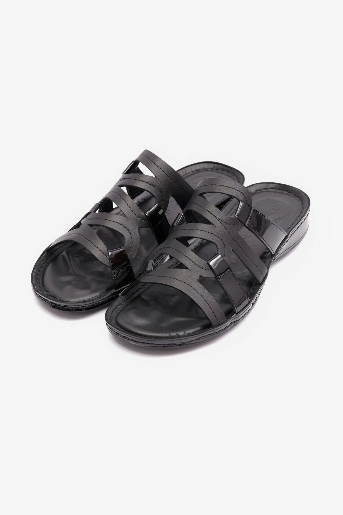 FLAT OUTSOLE COMFORT PLUS LADIES SANDAL BLACK - Seventy7