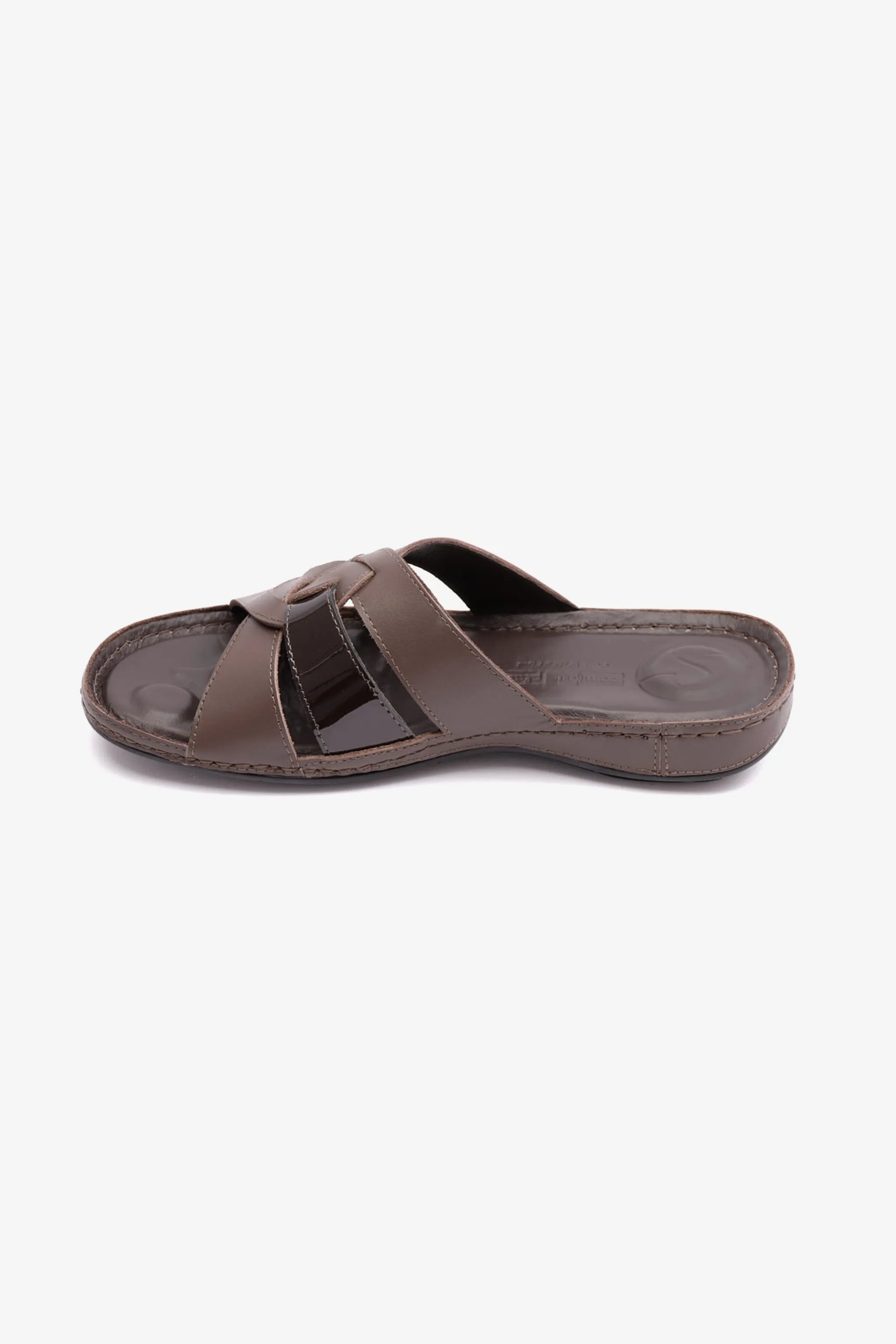 SOFT NAPPA FLAT COMFORT PLUS LADIES SANDALS BROWN - Seventy7