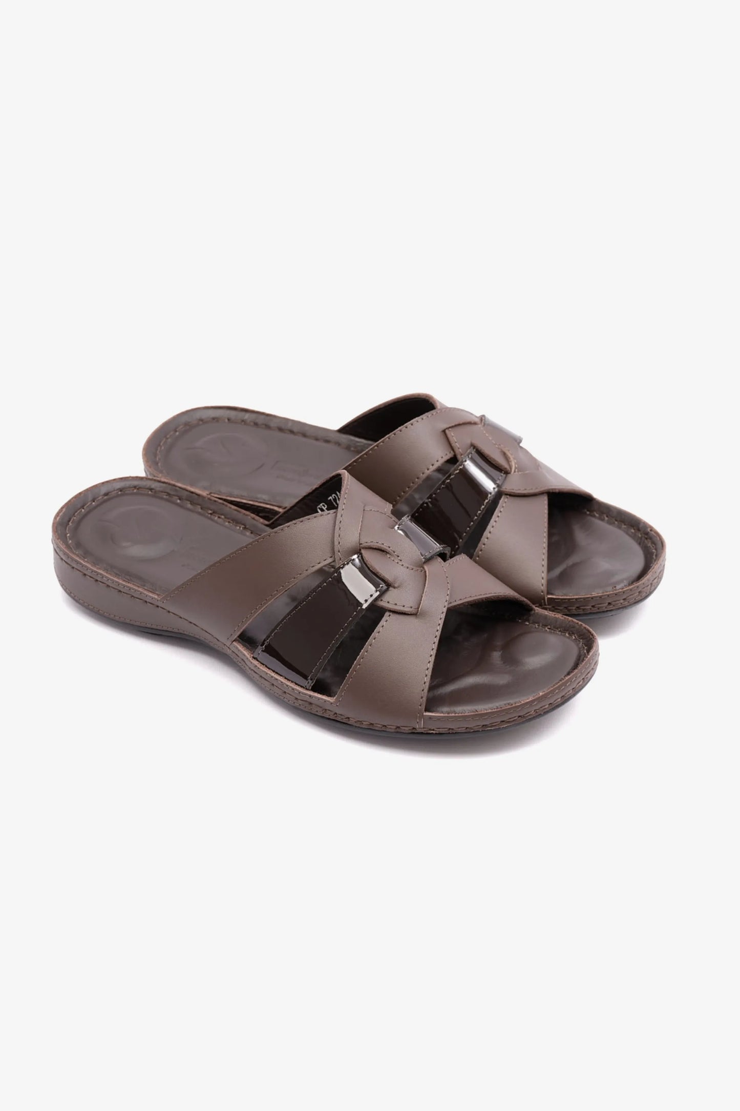 SOFT NAPPA FLAT COMFORT PLUS LADIES SANDALS BROWN - Seventy7