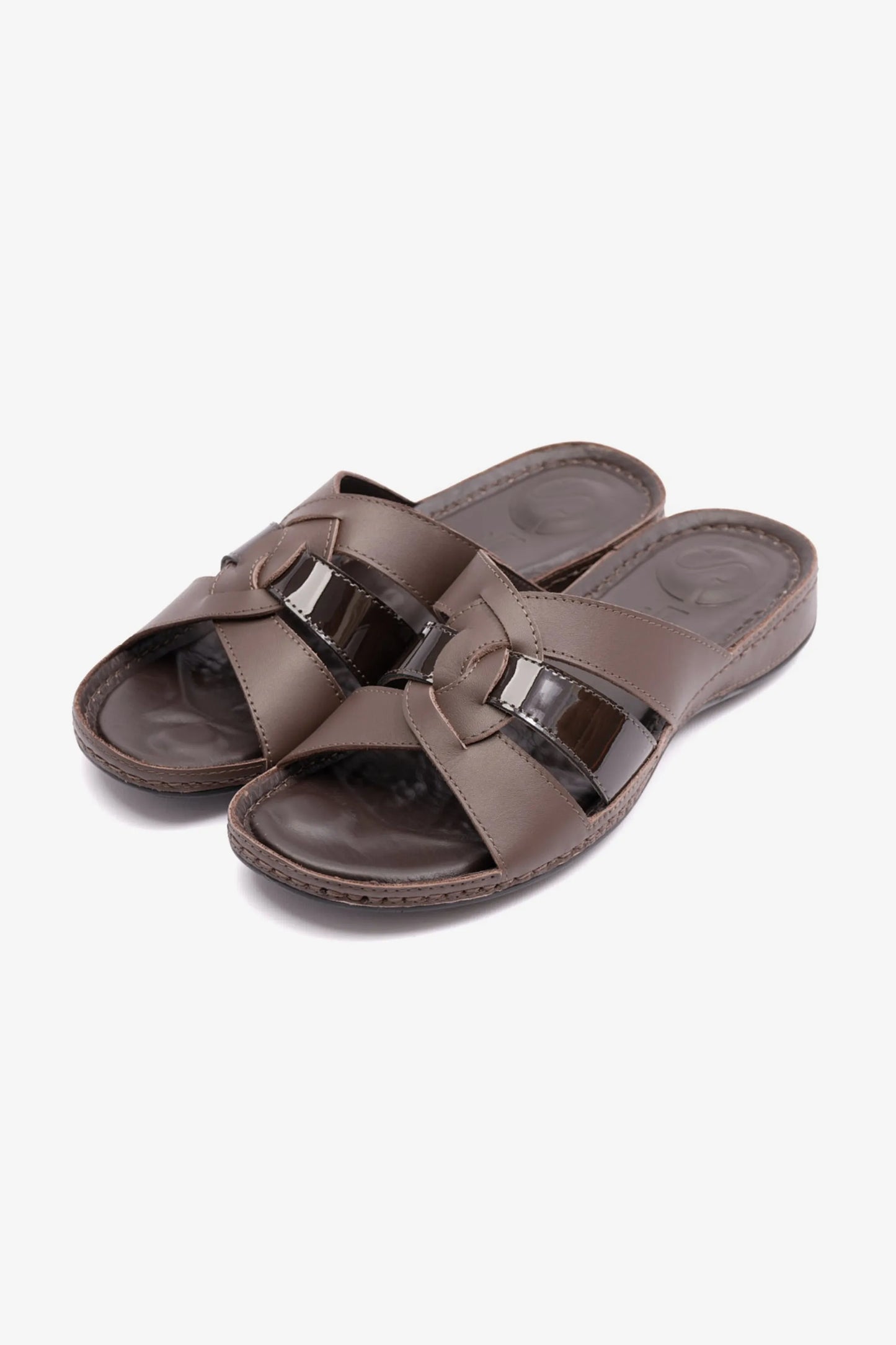 SOFT NAPPA FLAT COMFORT PLUS LADIES SANDALS BROWN - Seventy7