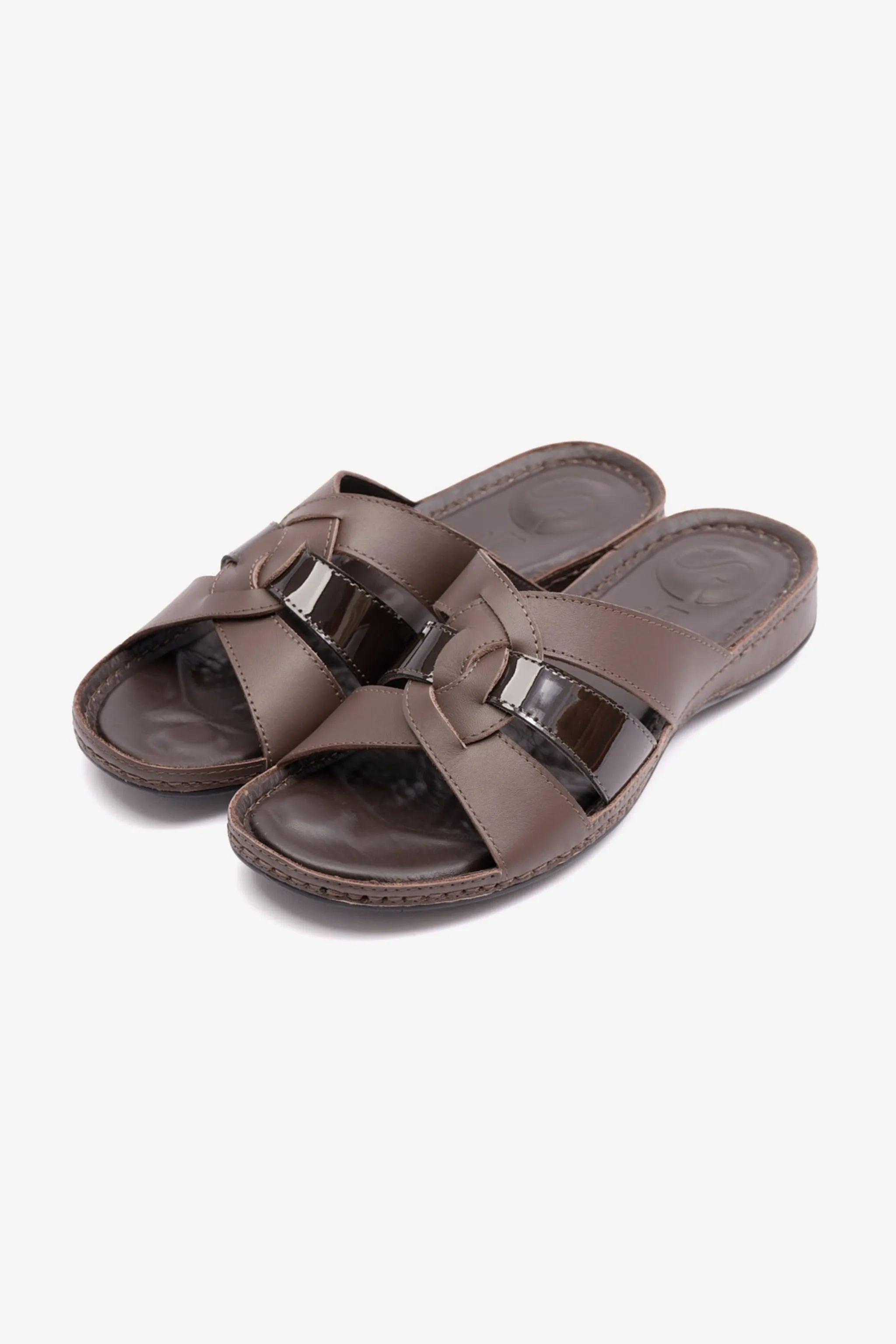 SOFT NAPPA FLAT COMFORT PLUS LADIES SANDALS BROWN - Seventy7