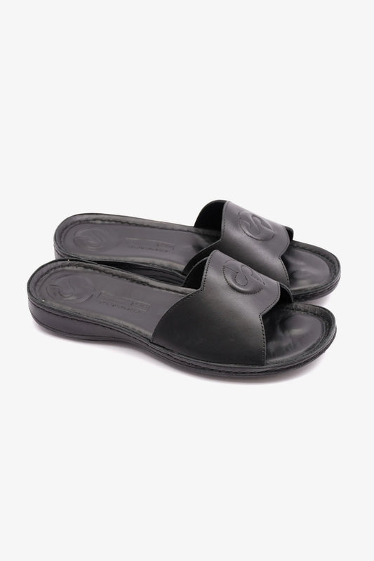 COMFORT PLUS ULTRA MASSAGE POINT SOFT NAPPA LADIES SANDAL BLACK - Seventy7