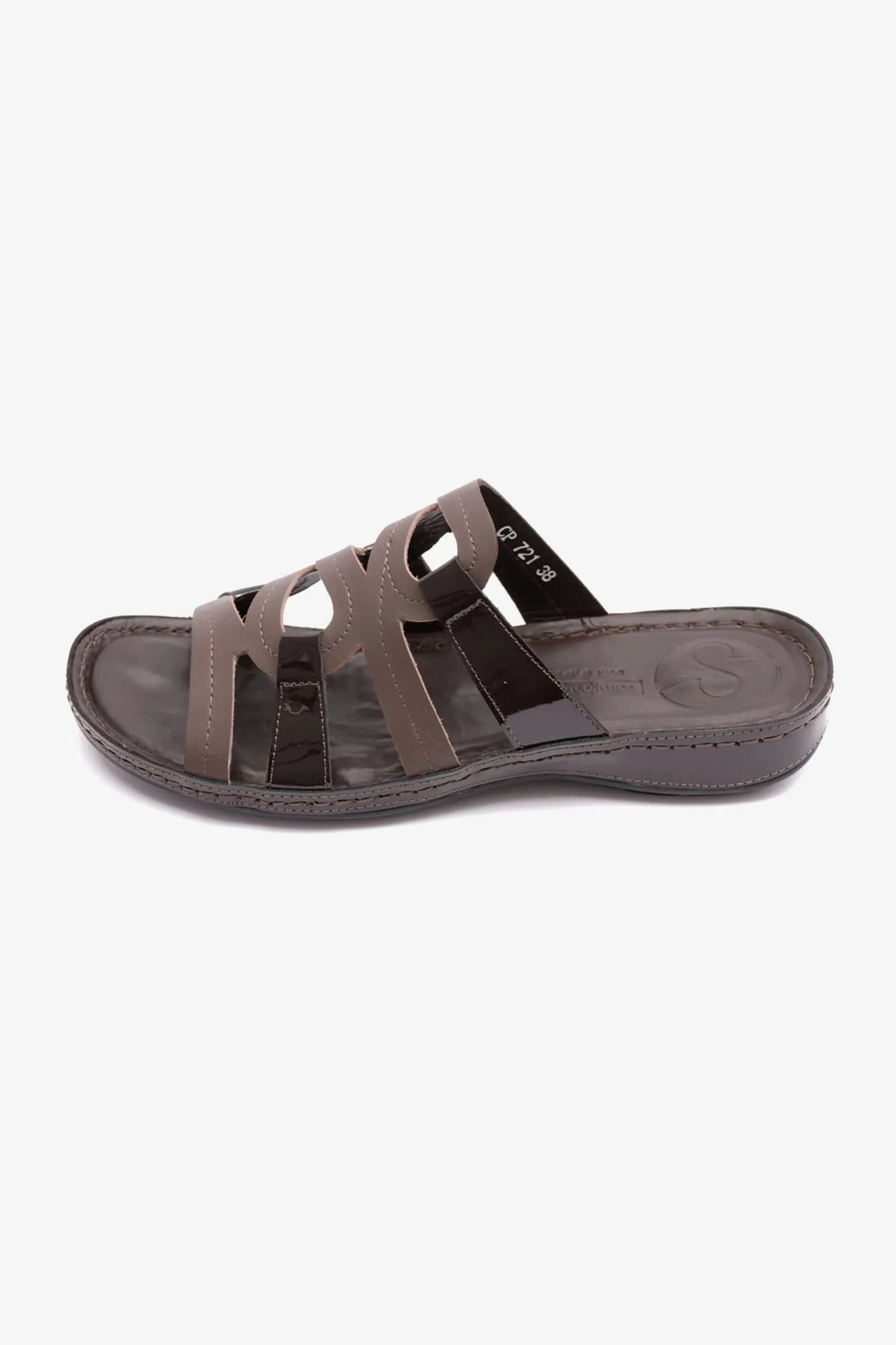FLAT OUTSOLE COMFORT PLUS LADIES SANDAL BROWN - Seventy7