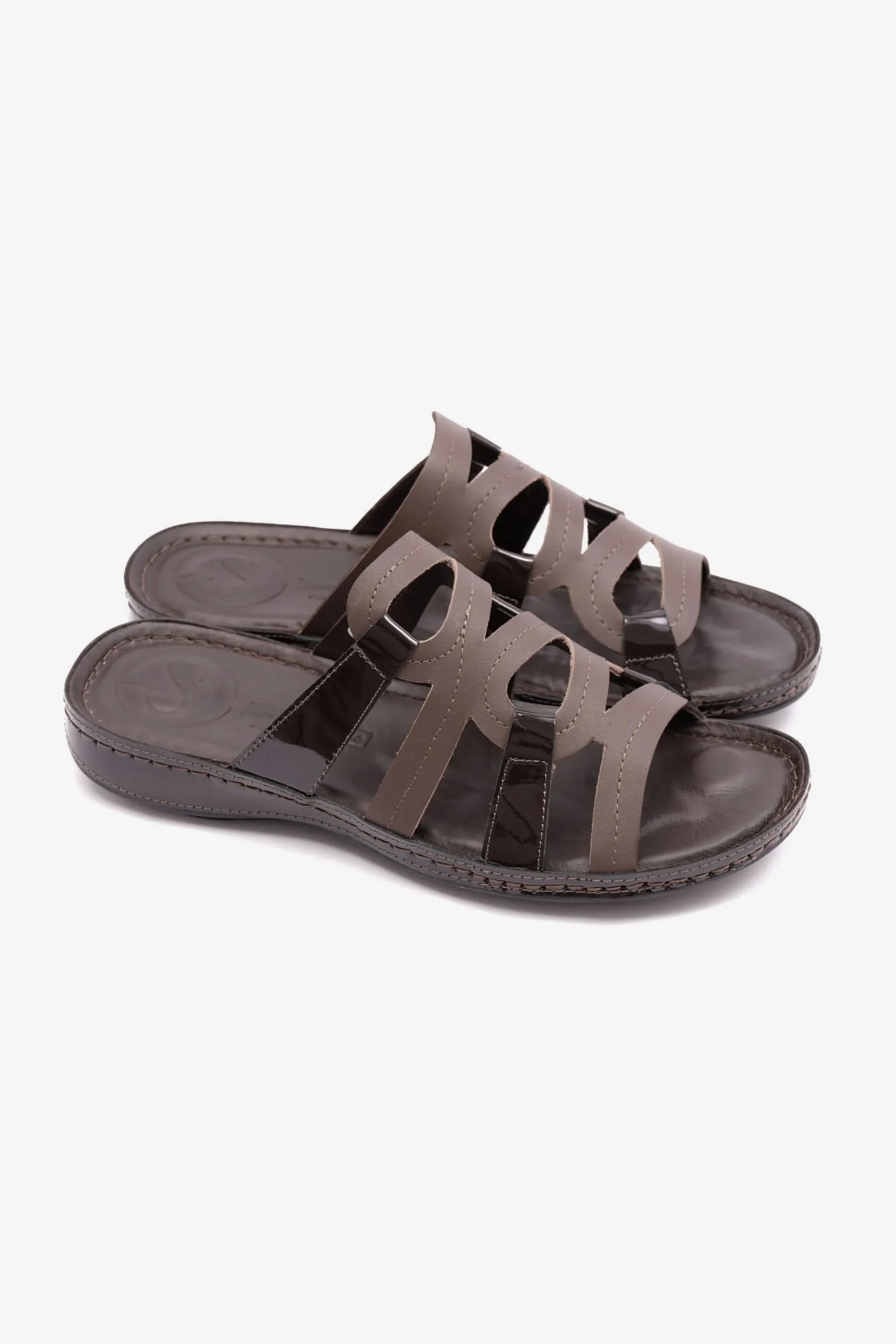 FLAT OUTSOLE COMFORT PLUS LADIES SANDAL BROWN - Seventy7