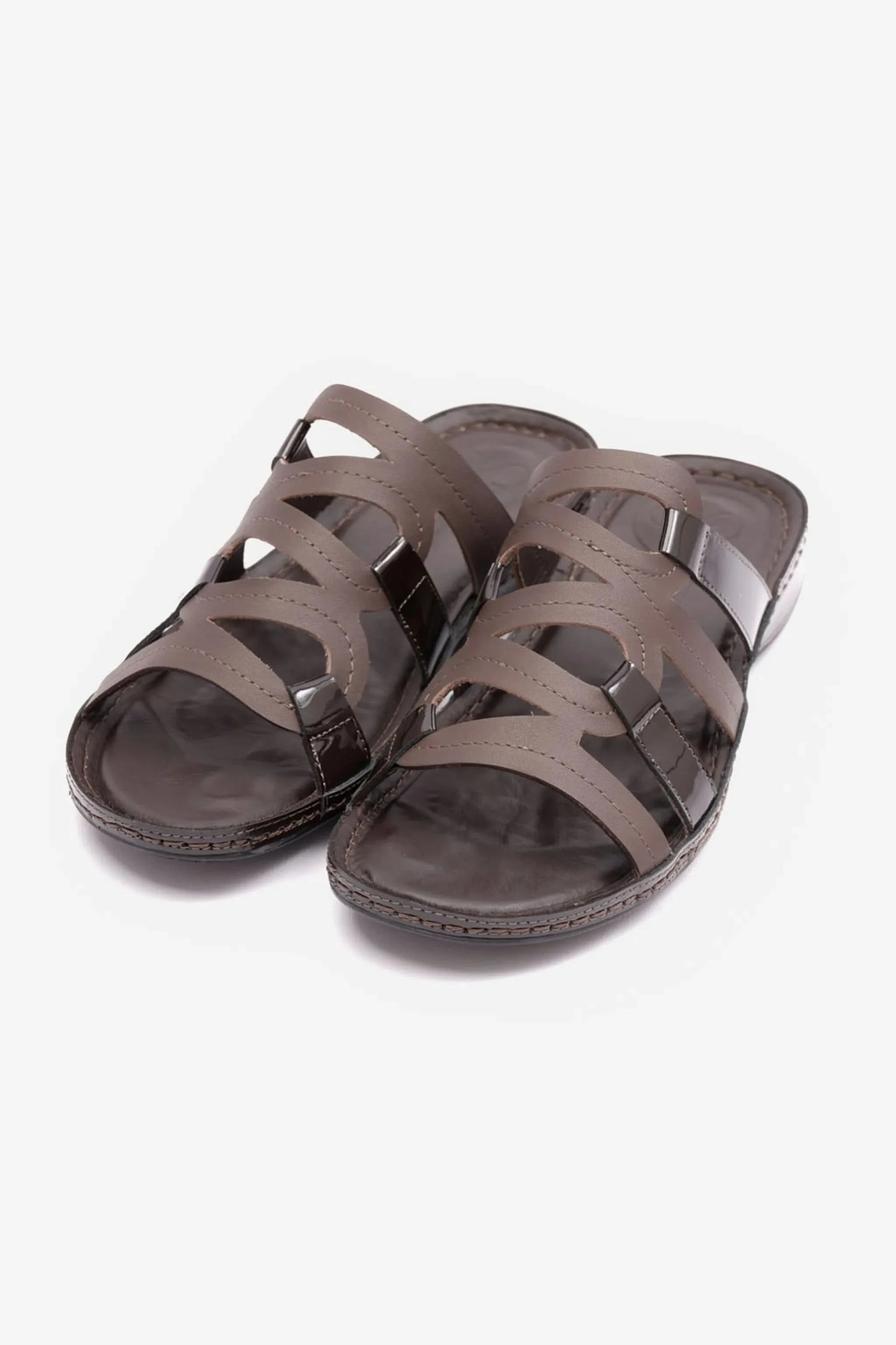 FLAT OUTSOLE COMFORT PLUS LADIES SANDAL BROWN - Seventy7
