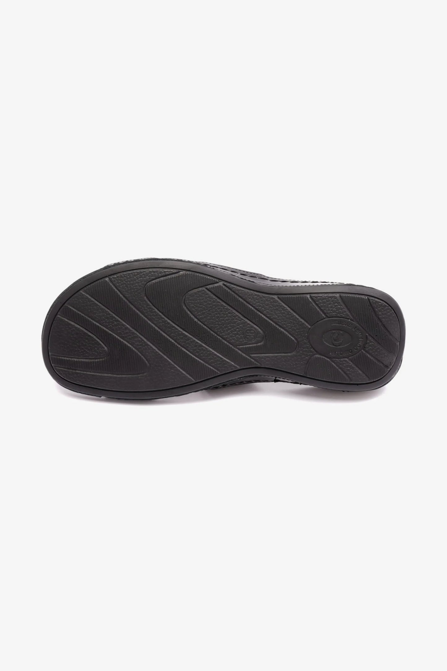FLAT PATENT LEATHER COMFORT PLUS LADIES SANDALS BLACK - Seventy7