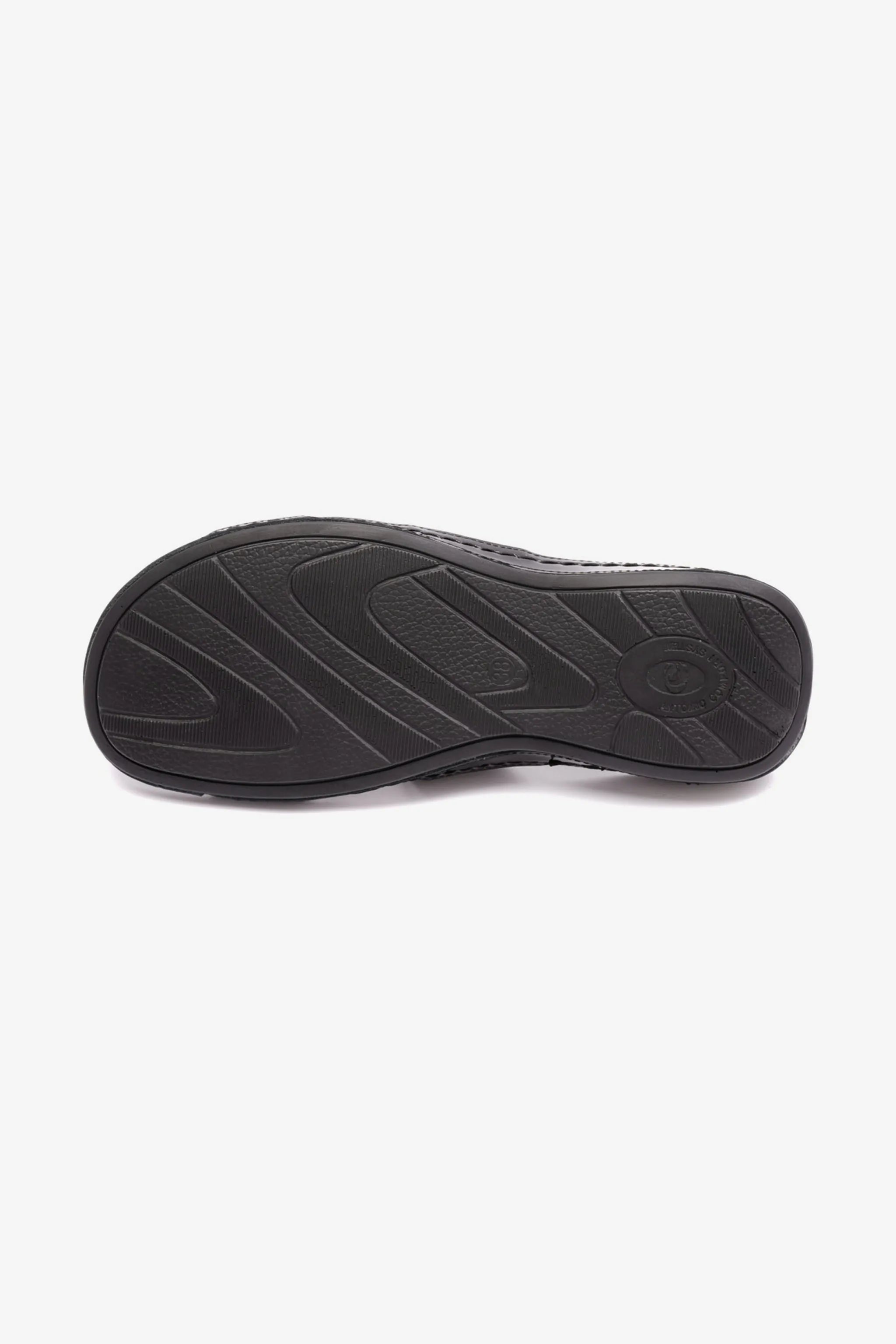 FLAT PATENT LEATHER COMFORT PLUS LADIES SANDALS BLACK - Seventy7