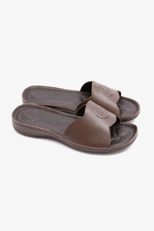 COMFORT PLUS ULTRA MASSAGE POINT SOFT NAPPA LADIES SANDAL BROWN - Seventy7