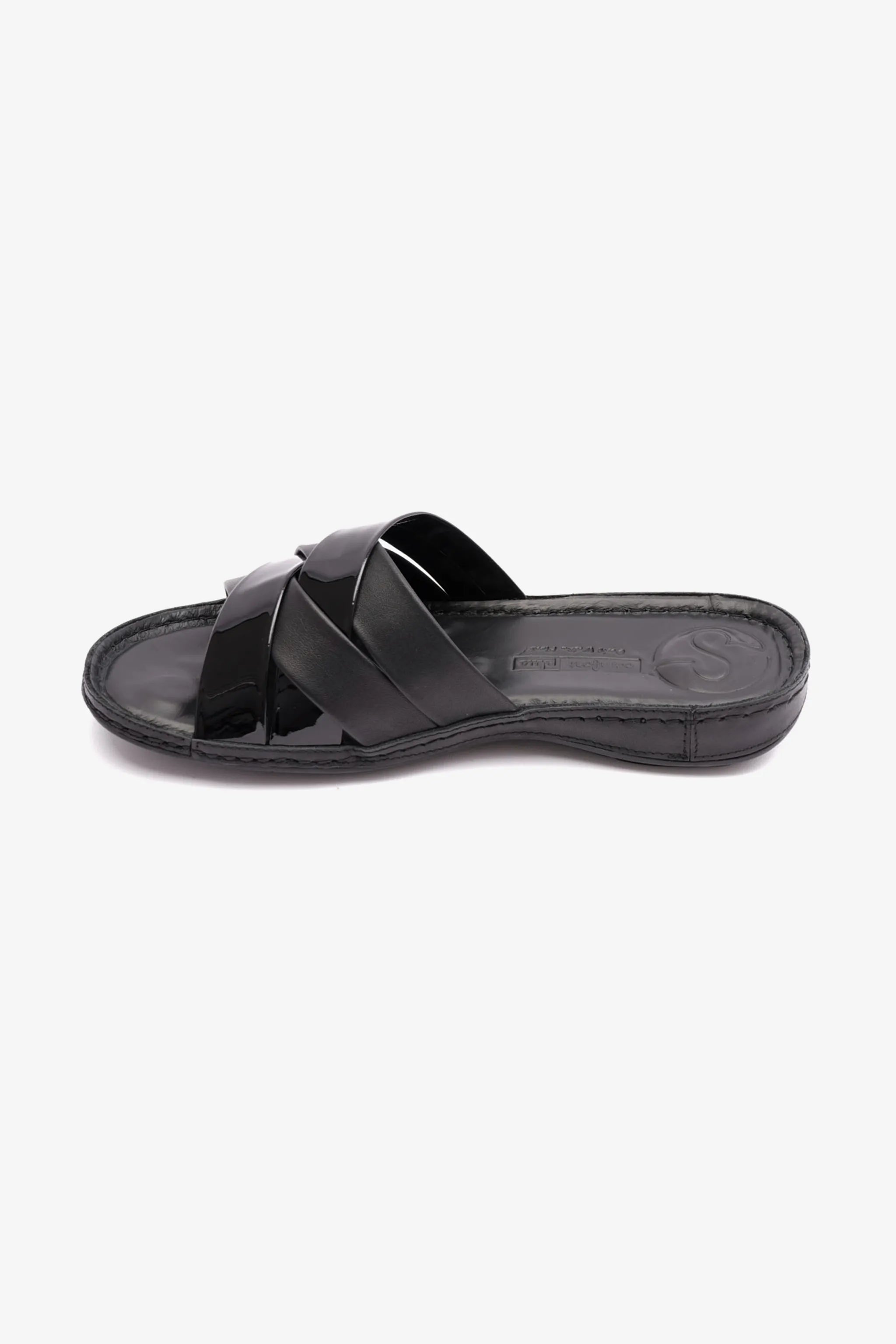 PATENT LEATHER COMFORT PLUS WOMENS SANDAL BLACK - Seventy7