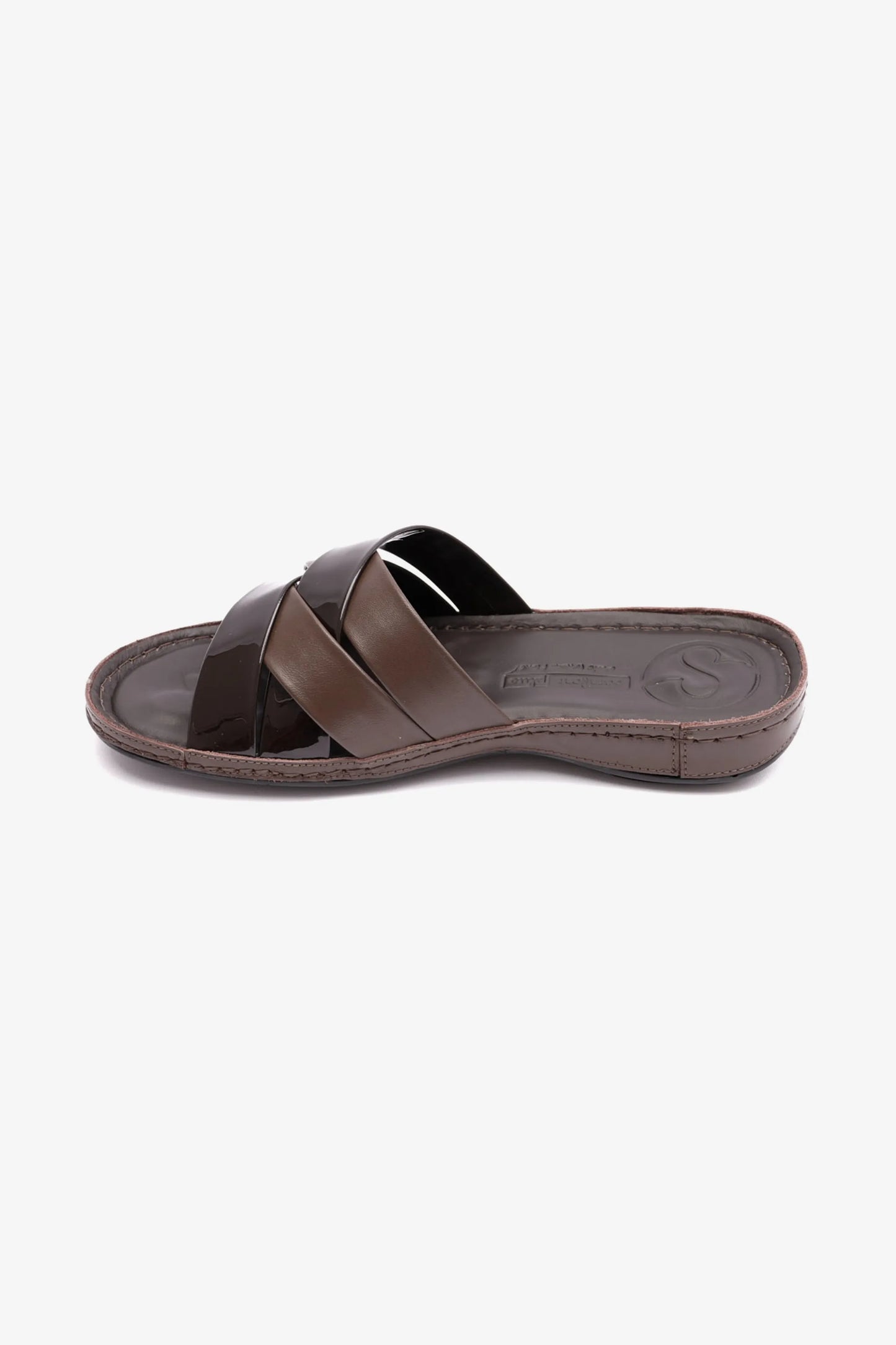 PATENT LEATHER COMFORT PLUS WOMENS SANDAL BROWN - Seventy7