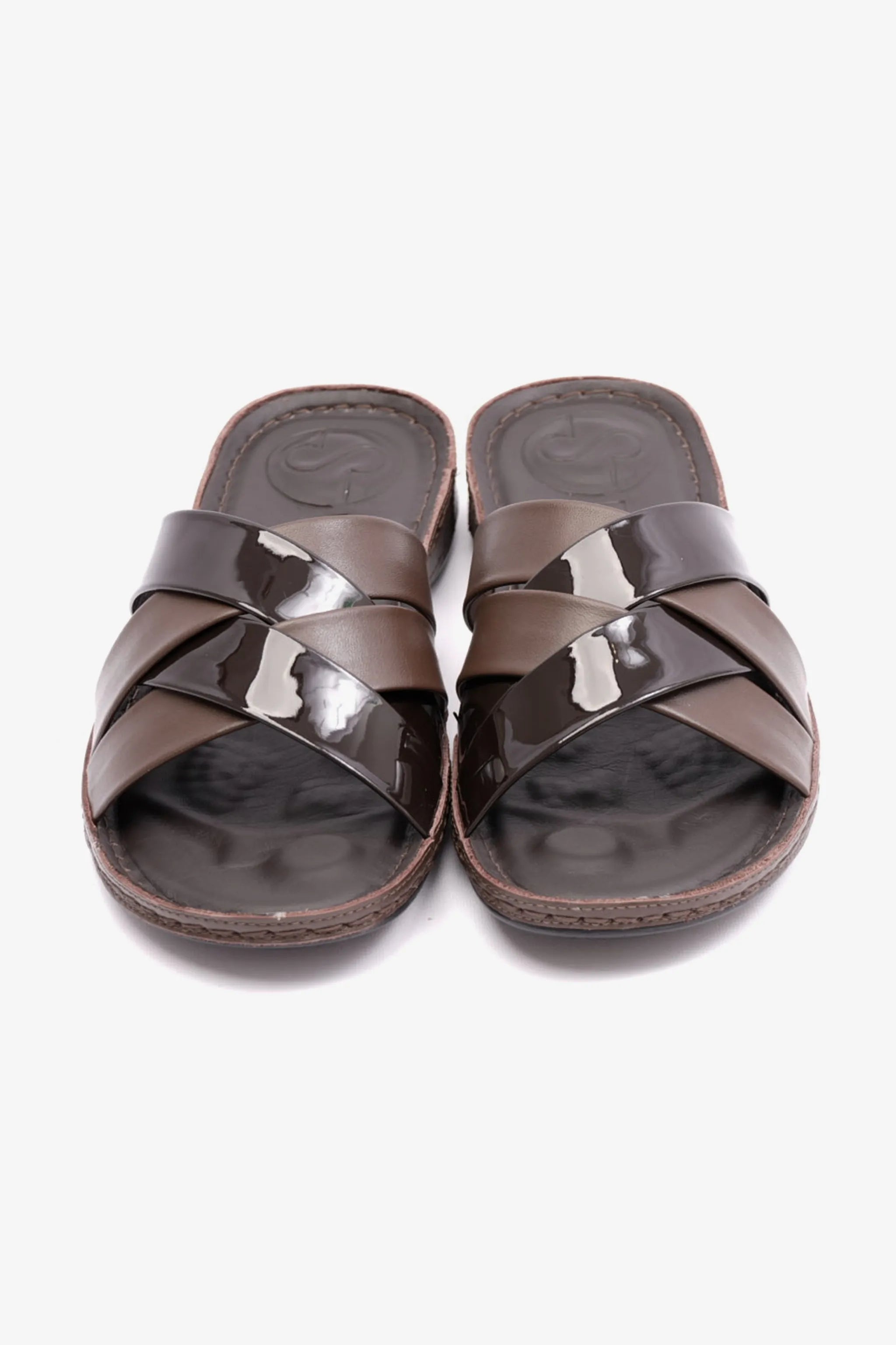 PATENT LEATHER COMFORT PLUS WOMENS SANDAL BROWN - Seventy7