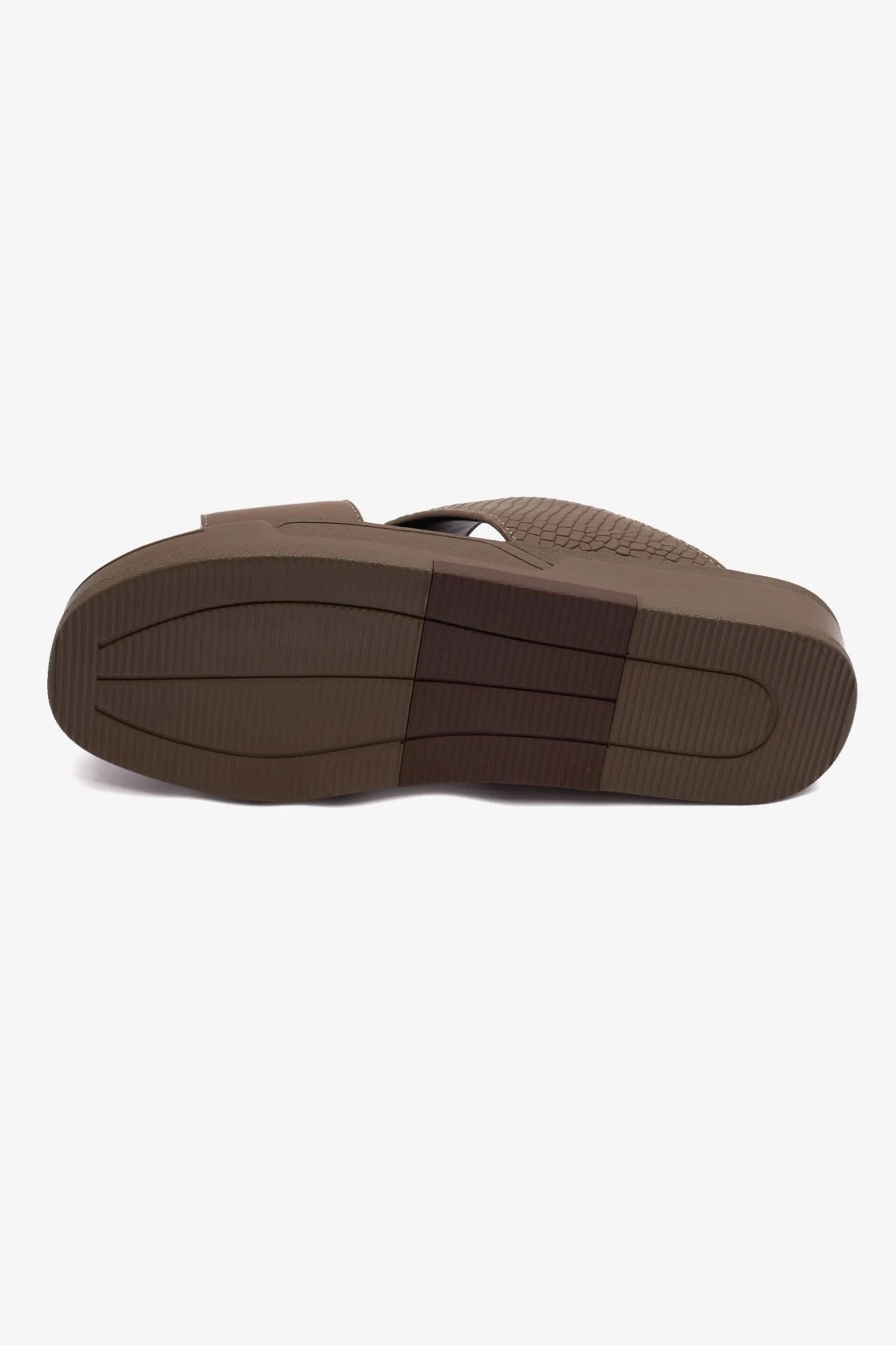 EMBOSSED LEATHER UOMO CAVALIER MENS SANDALS TRUFFLE - Seventy7