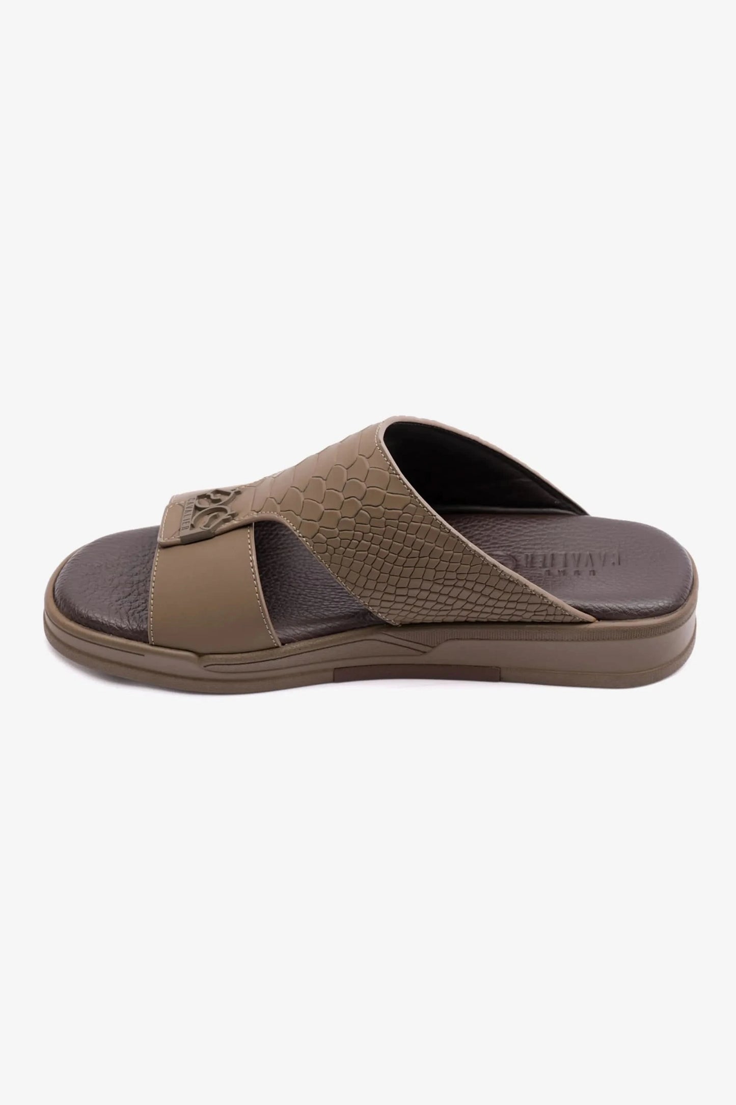 EMBOSSED LEATHER UOMO CAVALIER MENS SANDALS TRUFFLE - Seventy7