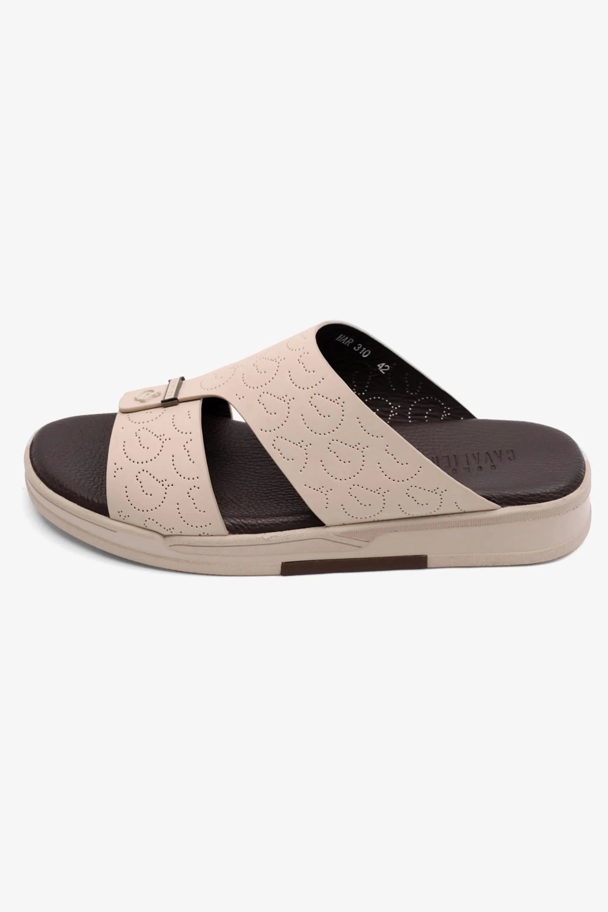 UOMO CAVALIER MENS ARABIC STYLISH TRIM SANDALS CREAM - Seventy7