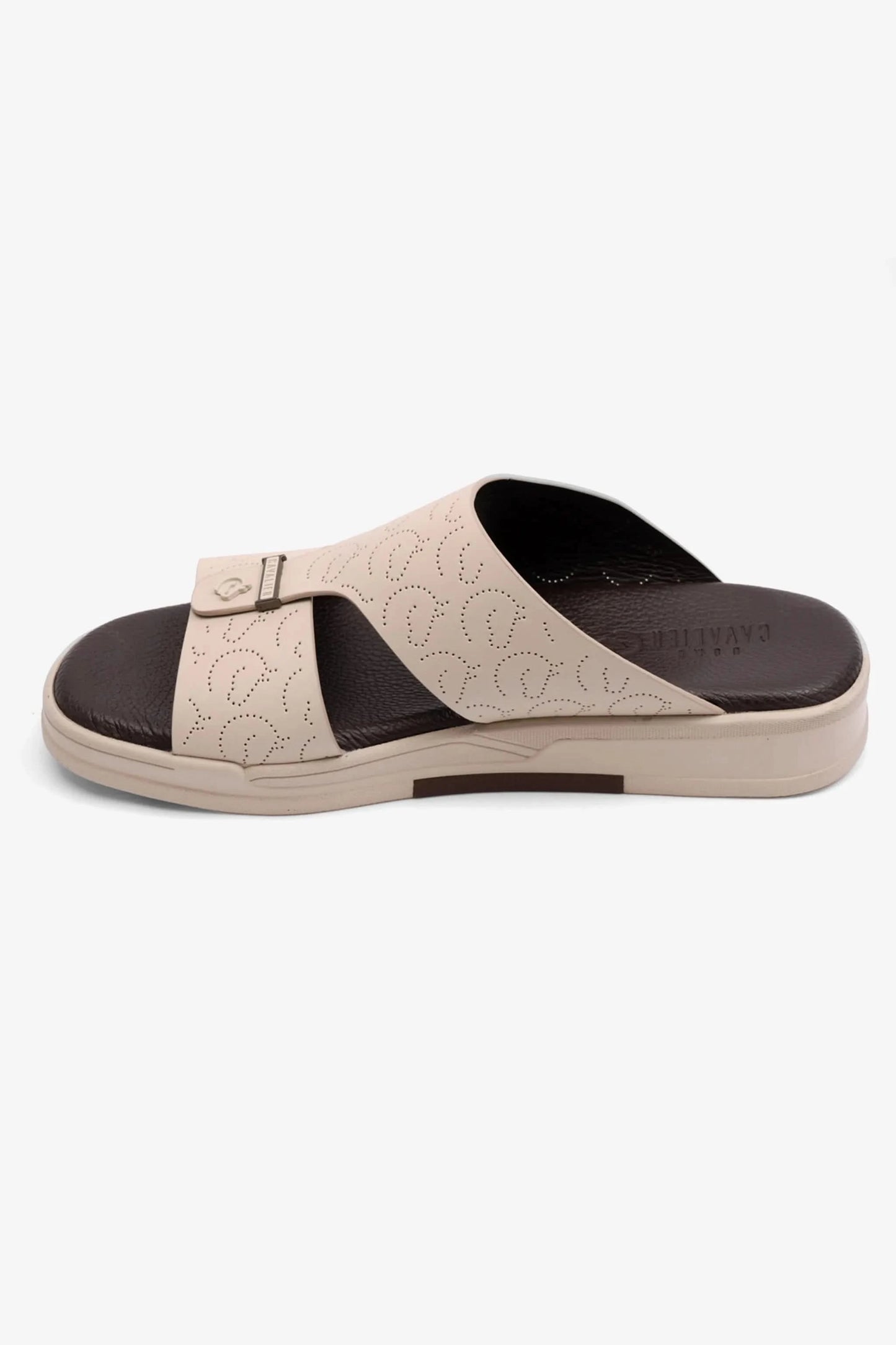 UOMO CAVALIER MENS ARABIC STYLISH TRIM SANDALS CREAM - Seventy7