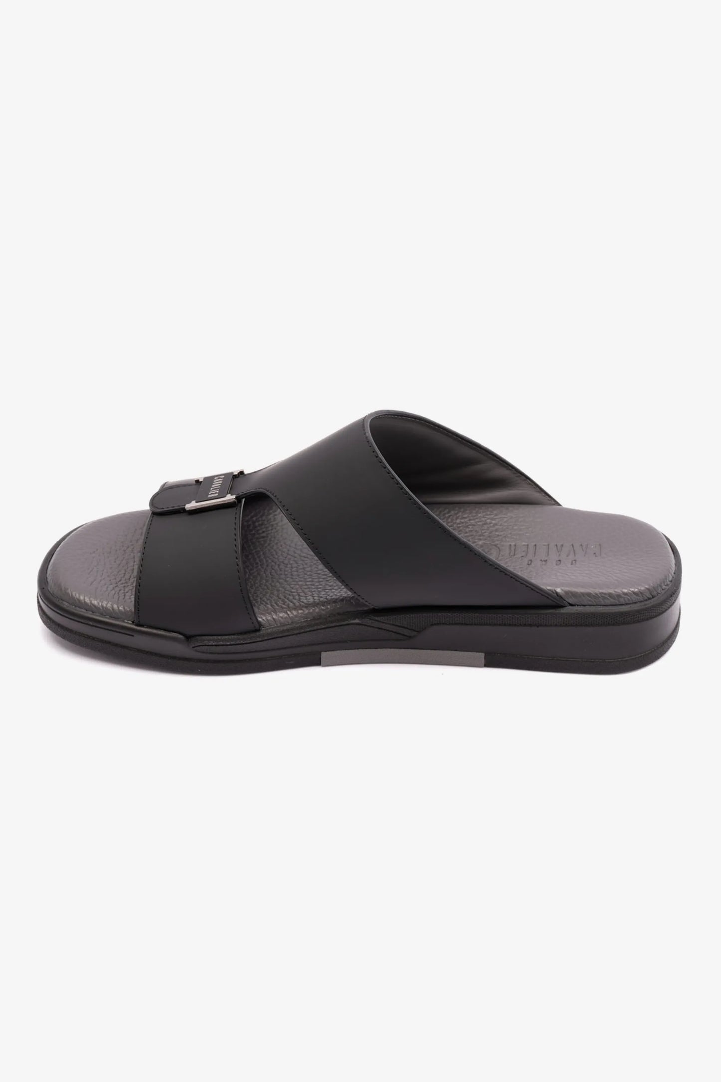 MATTE LEATHER MENS UOMO CAVALIER ARABIC SANDALS BLACK - Seventy7