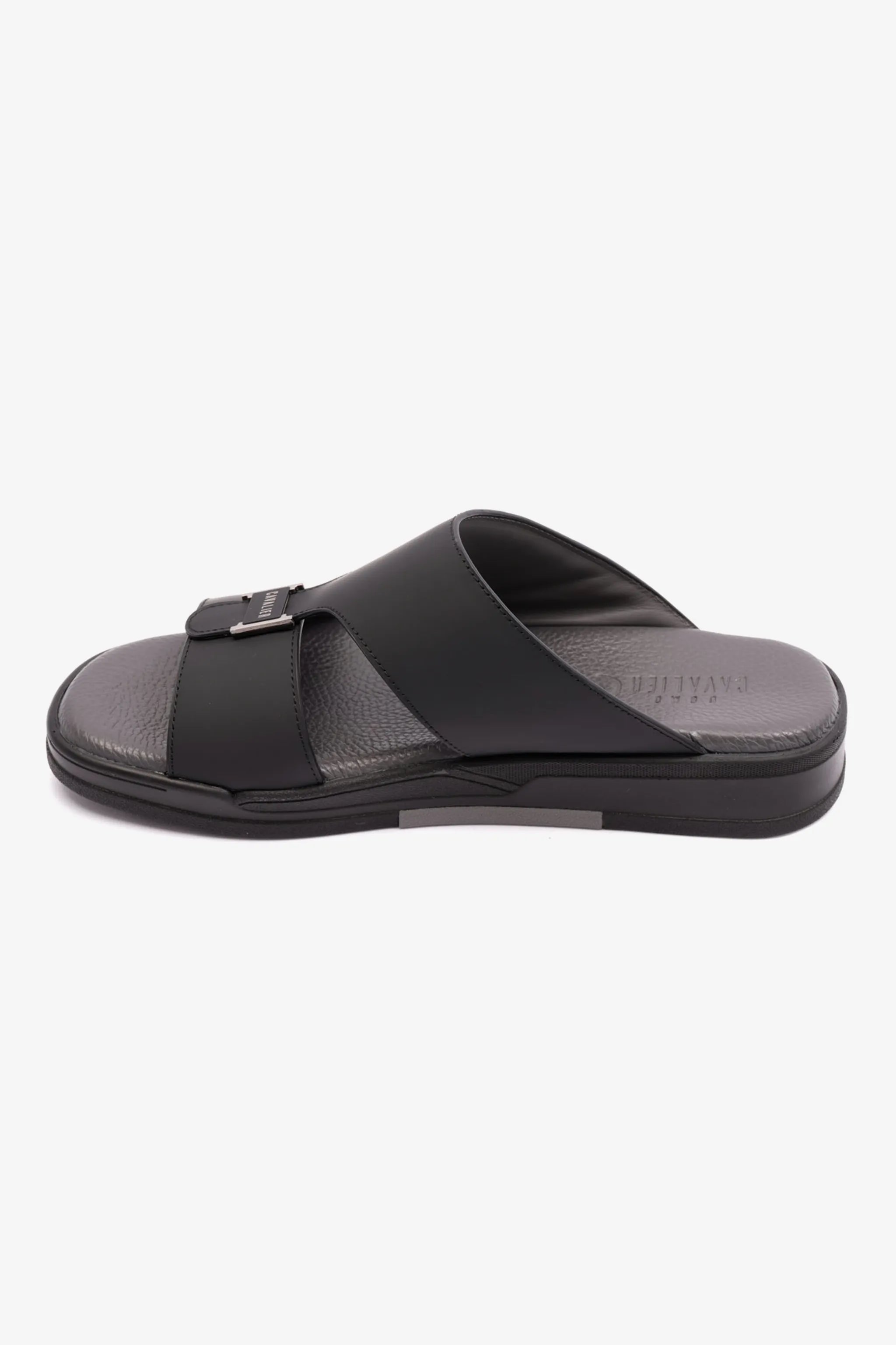 MATTE LEATHER MENS UOMO CAVALIER ARABIC SANDALS BLACK - Seventy7