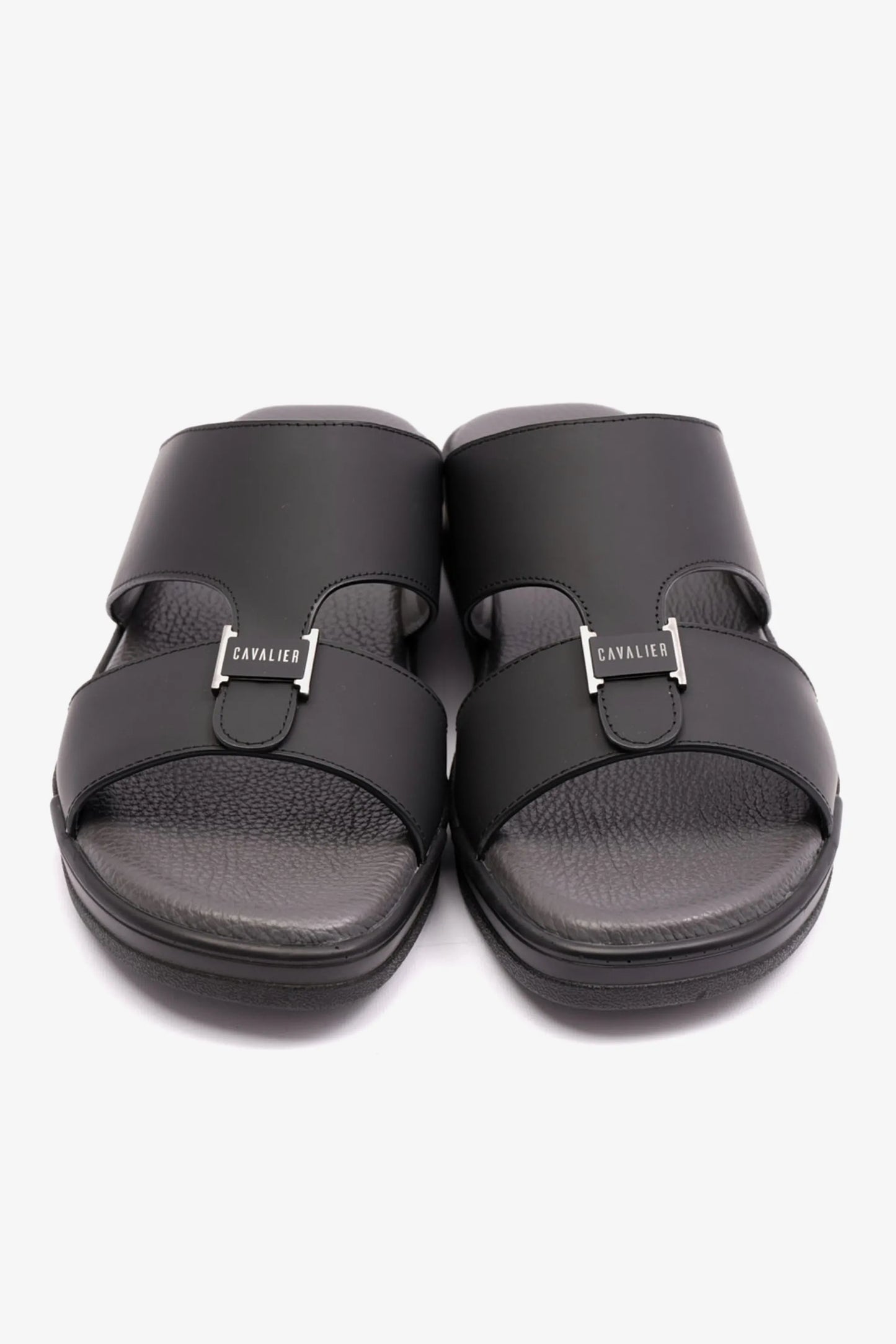 MATTE LEATHER MENS UOMO CAVALIER ARABIC SANDALS BLACK - Seventy7