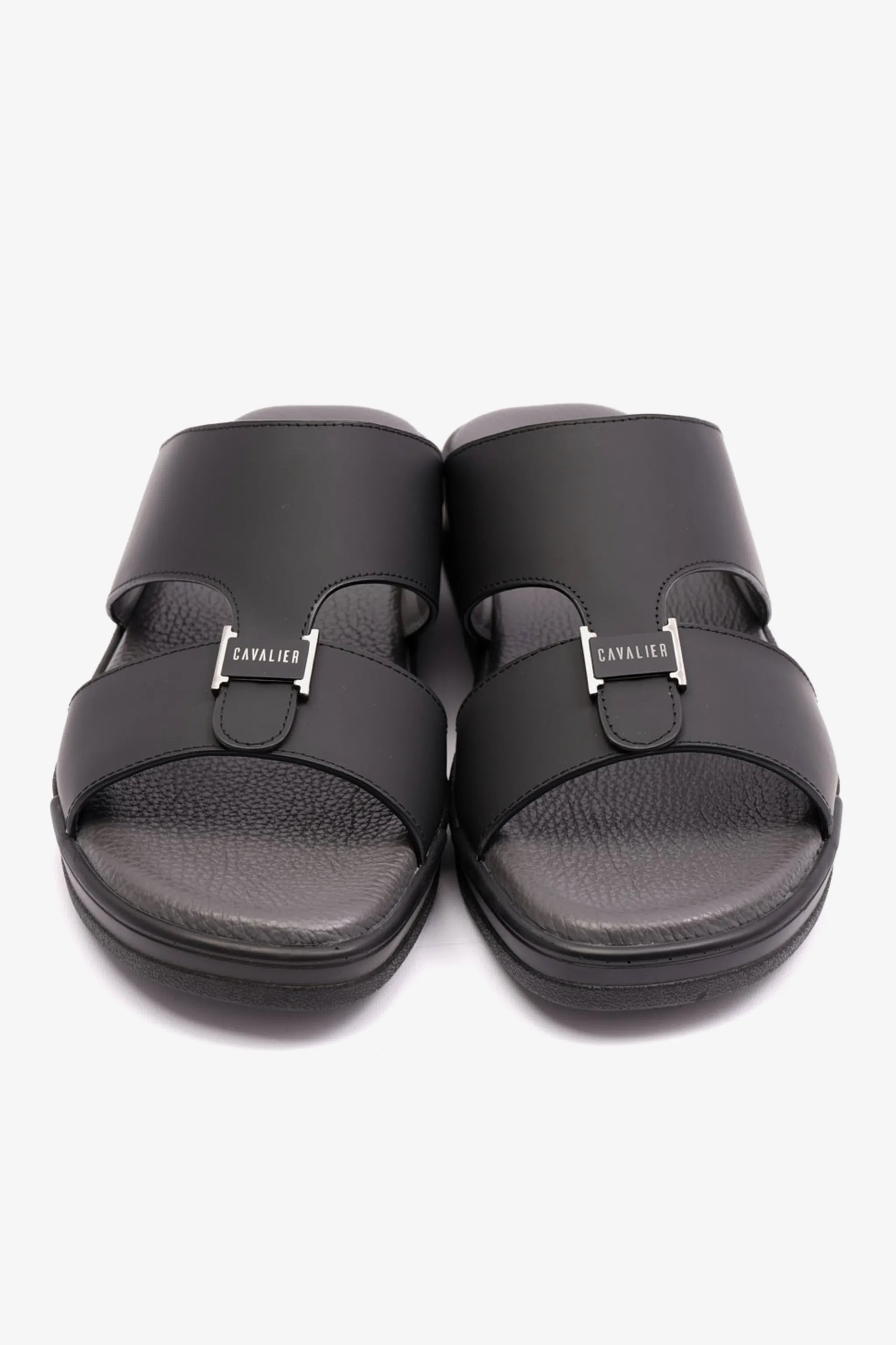 MATTE LEATHER MENS UOMO CAVALIER ARABIC SANDALS BLACK - Seventy7