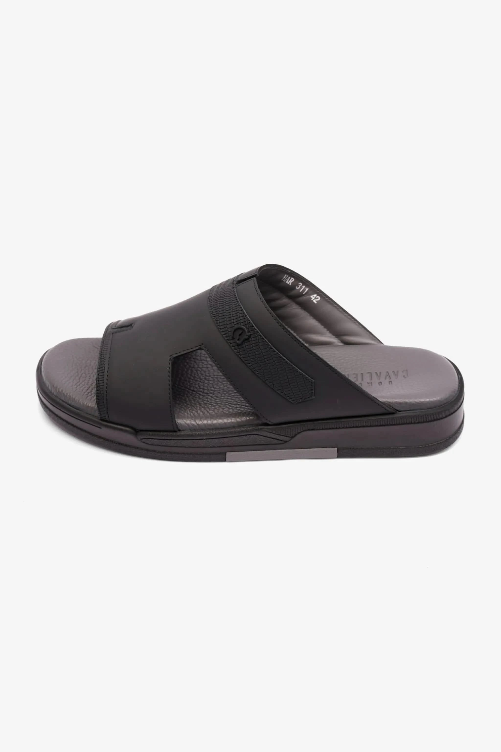 UOMO CAVALIER EXTRA CUSHIONED STYLISH TRIM MENS SANDALS BLACK - Seventy7