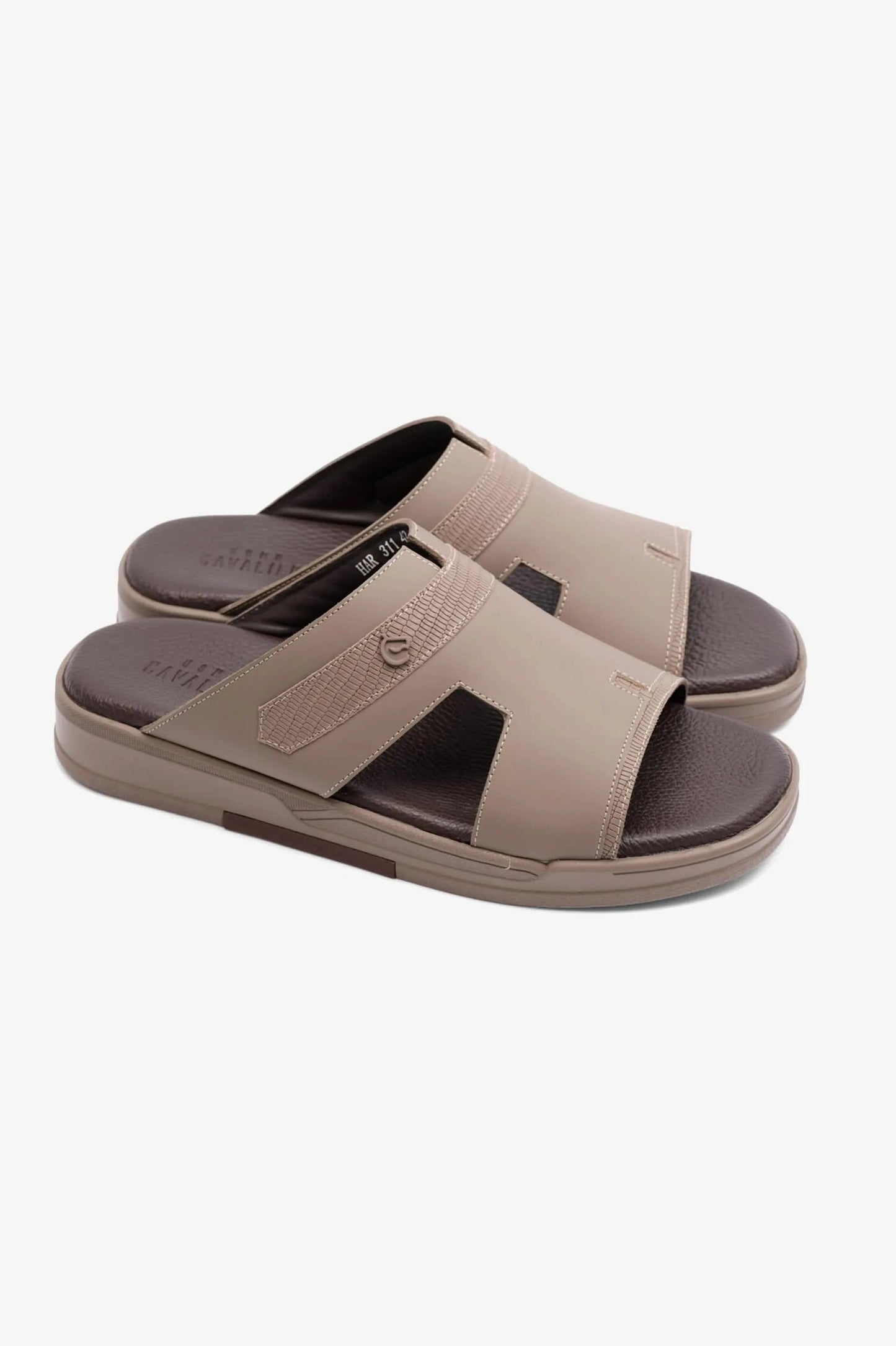 UOMO CAVALIER EXTRA CUSHIONED STYLISH TRIM MENS SANDALS STONE - Seventy7