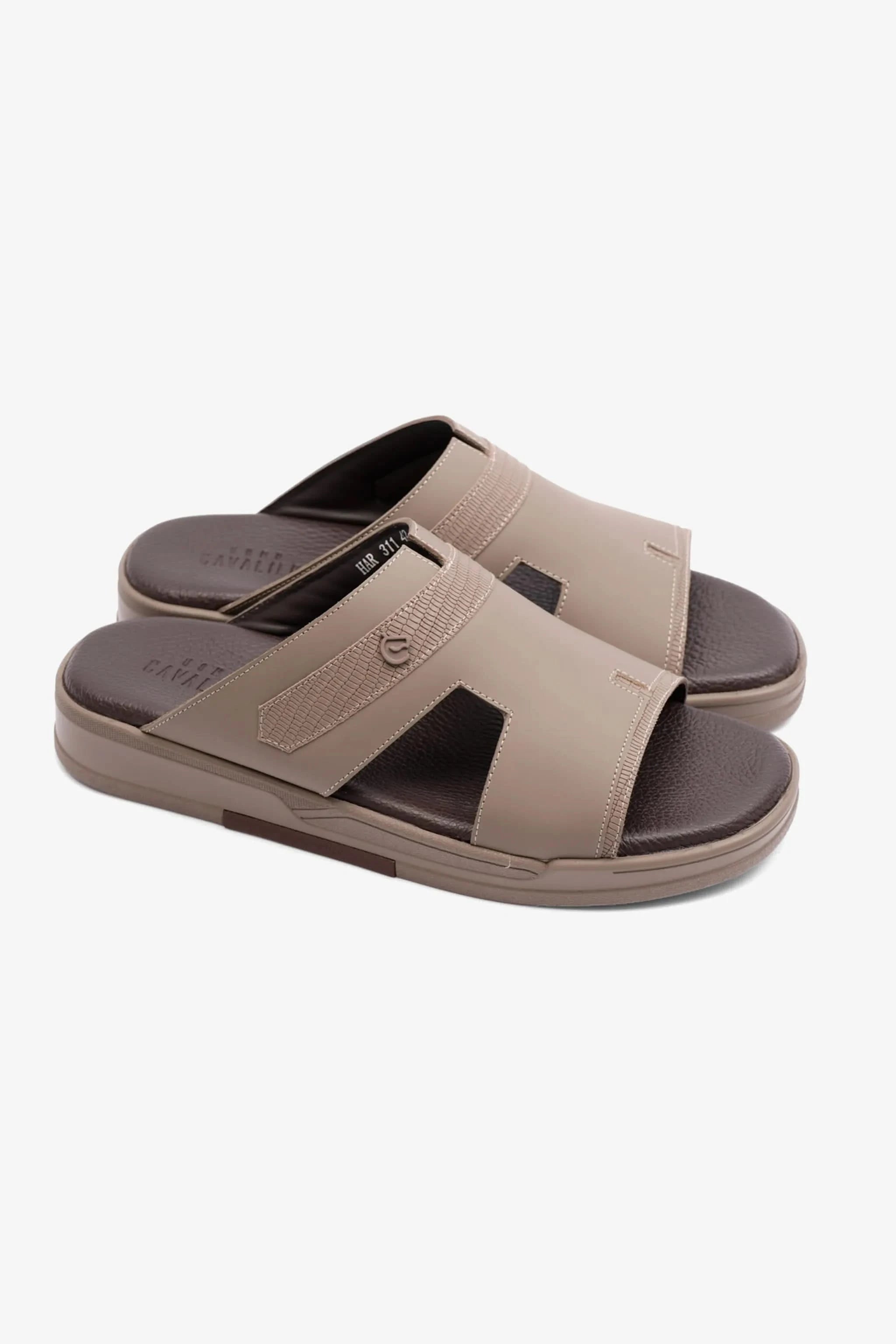 UOMO CAVALIER EXTRA CUSHIONED STYLISH TRIM MENS SANDALS STONE - Seventy7