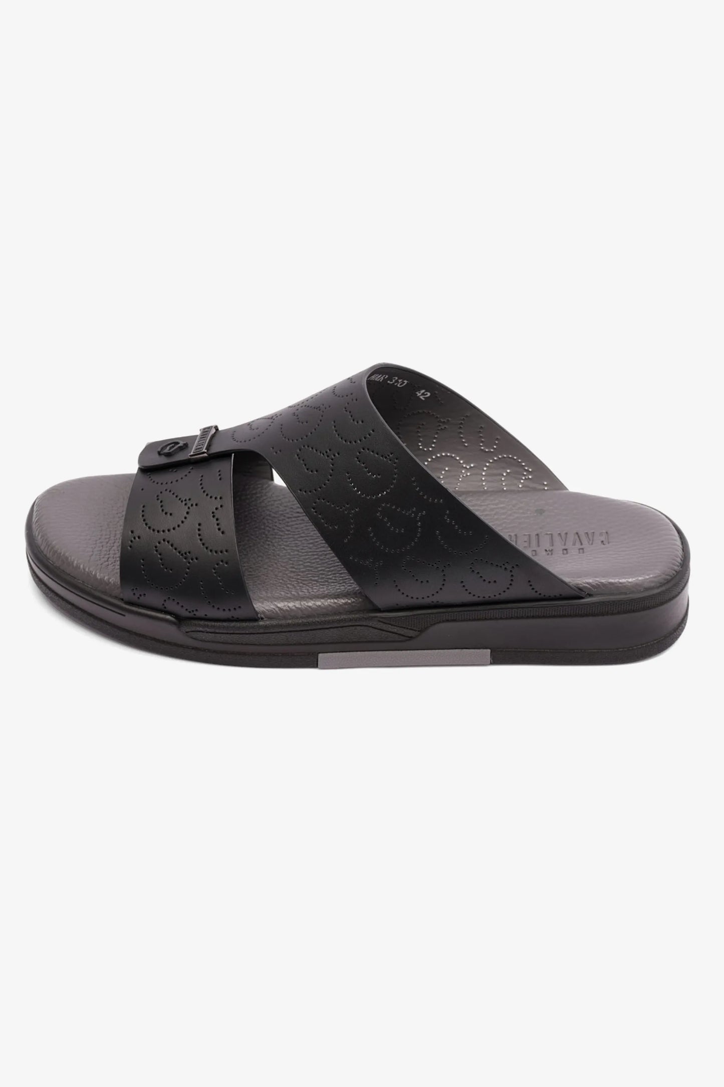 UOMO CAVALIER MENS ARABIC STYLISH TRIM SANDALS BLACK - Seventy7