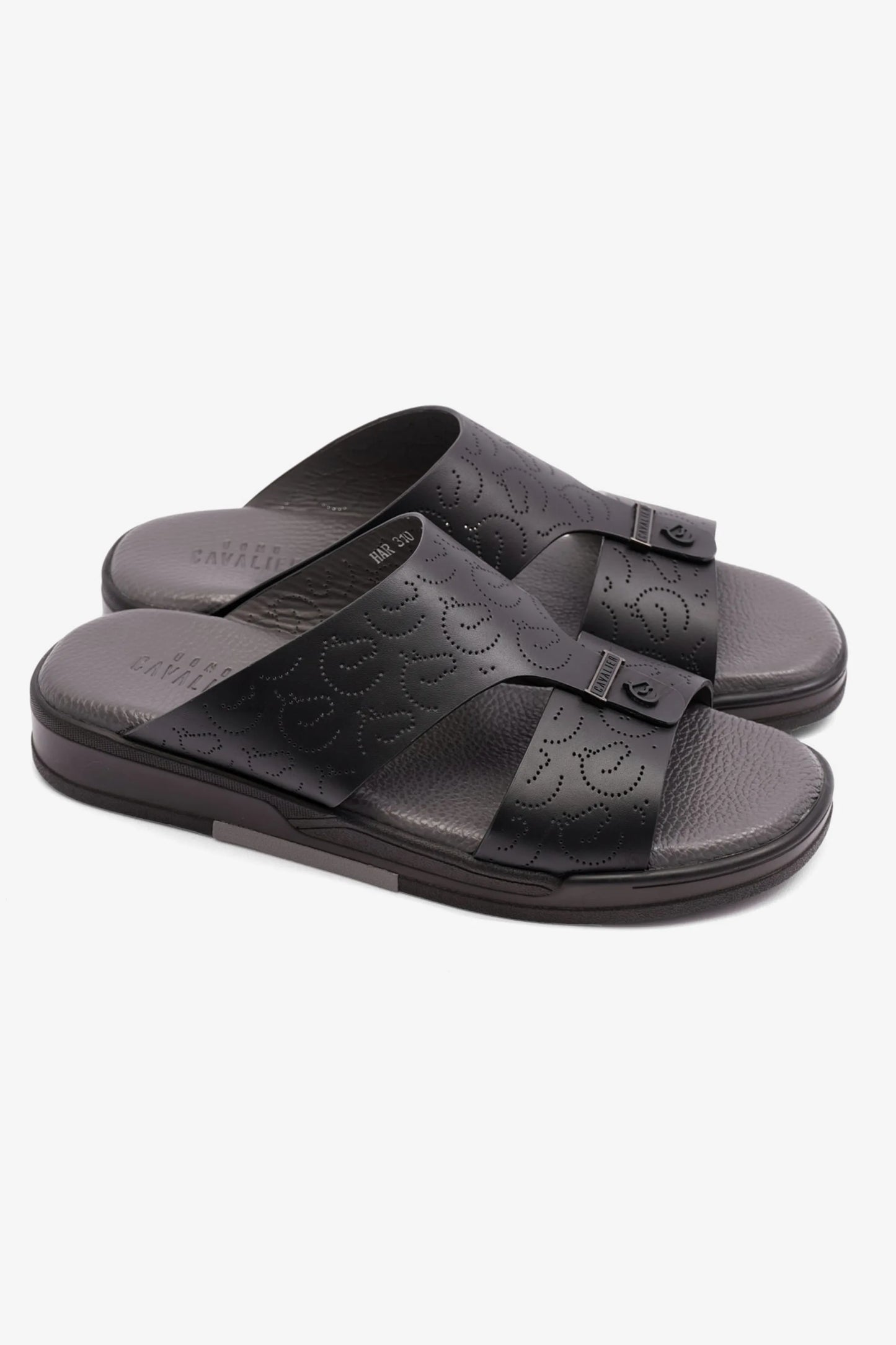 UOMO CAVALIER MENS ARABIC STYLISH TRIM SANDALS BLACK - Seventy7