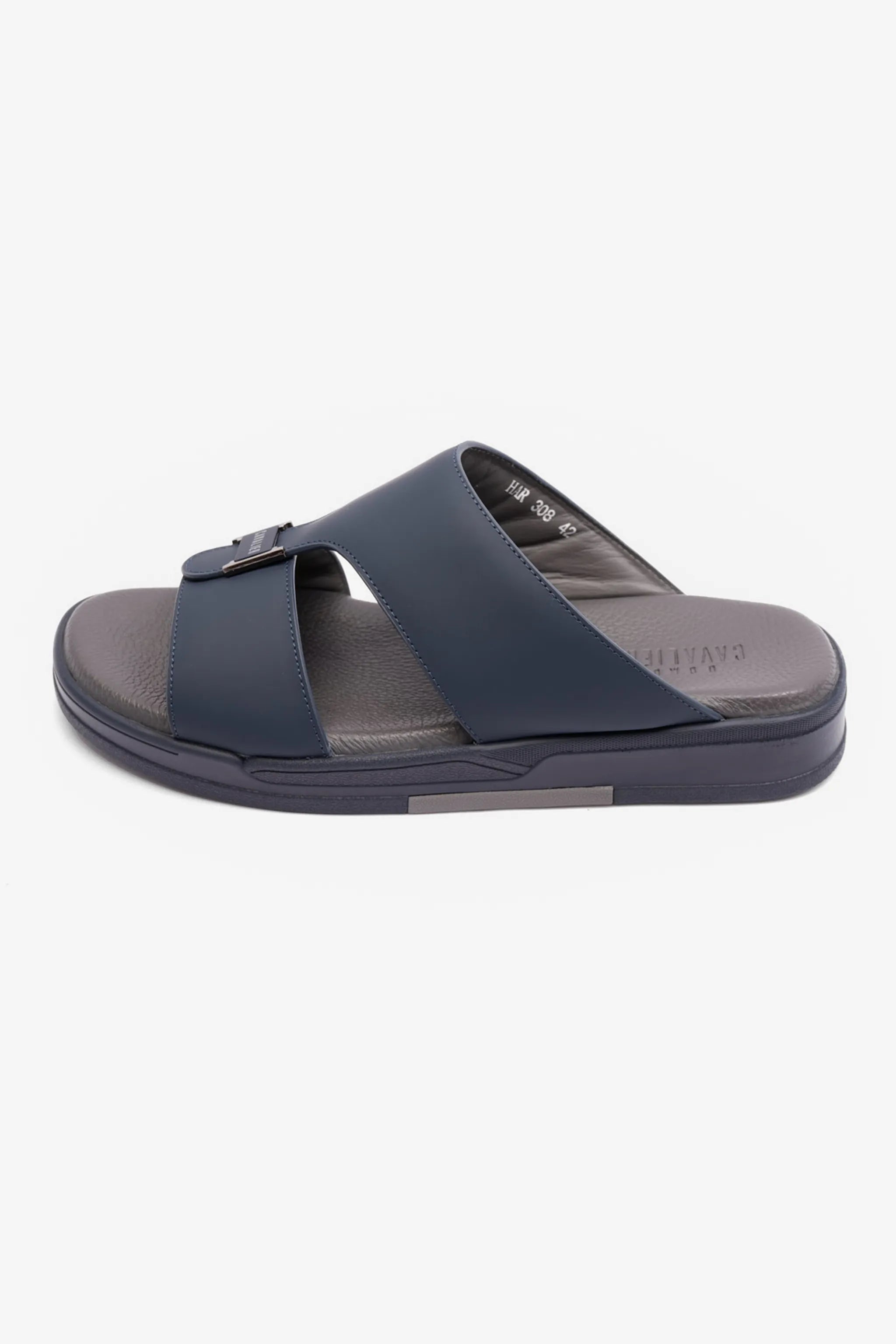 UOMO CAVALIER MENS ARABIC MATTE LEATHER SANDALS NAVY - Seventy7