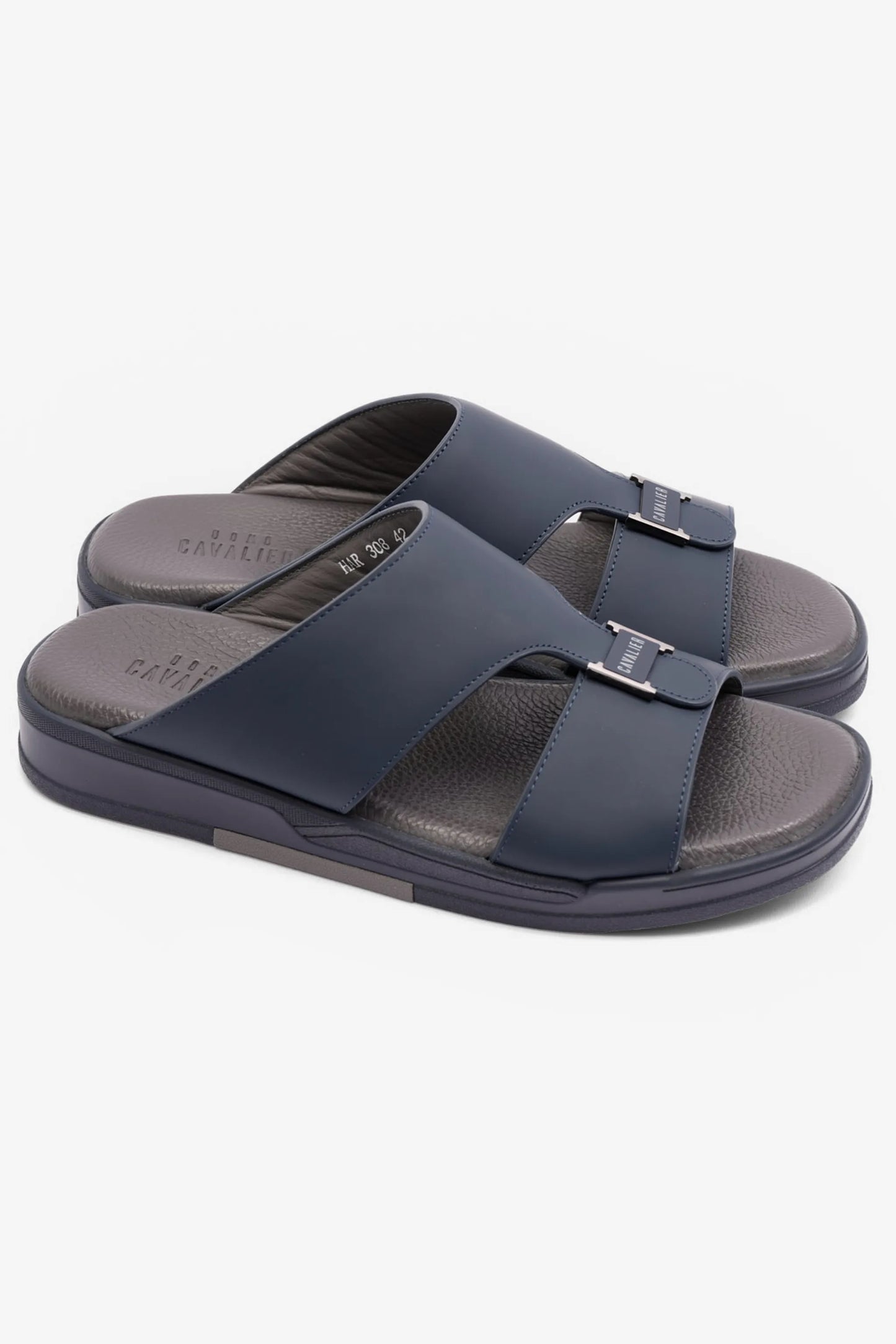 UOMO CAVALIER MENS ARABIC MATTE LEATHER SANDALS NAVY - Seventy7