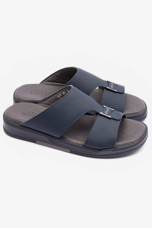 UOMO CAVALIER MENS ARABIC MATTE LEATHER SANDALS NAVY - Seventy7