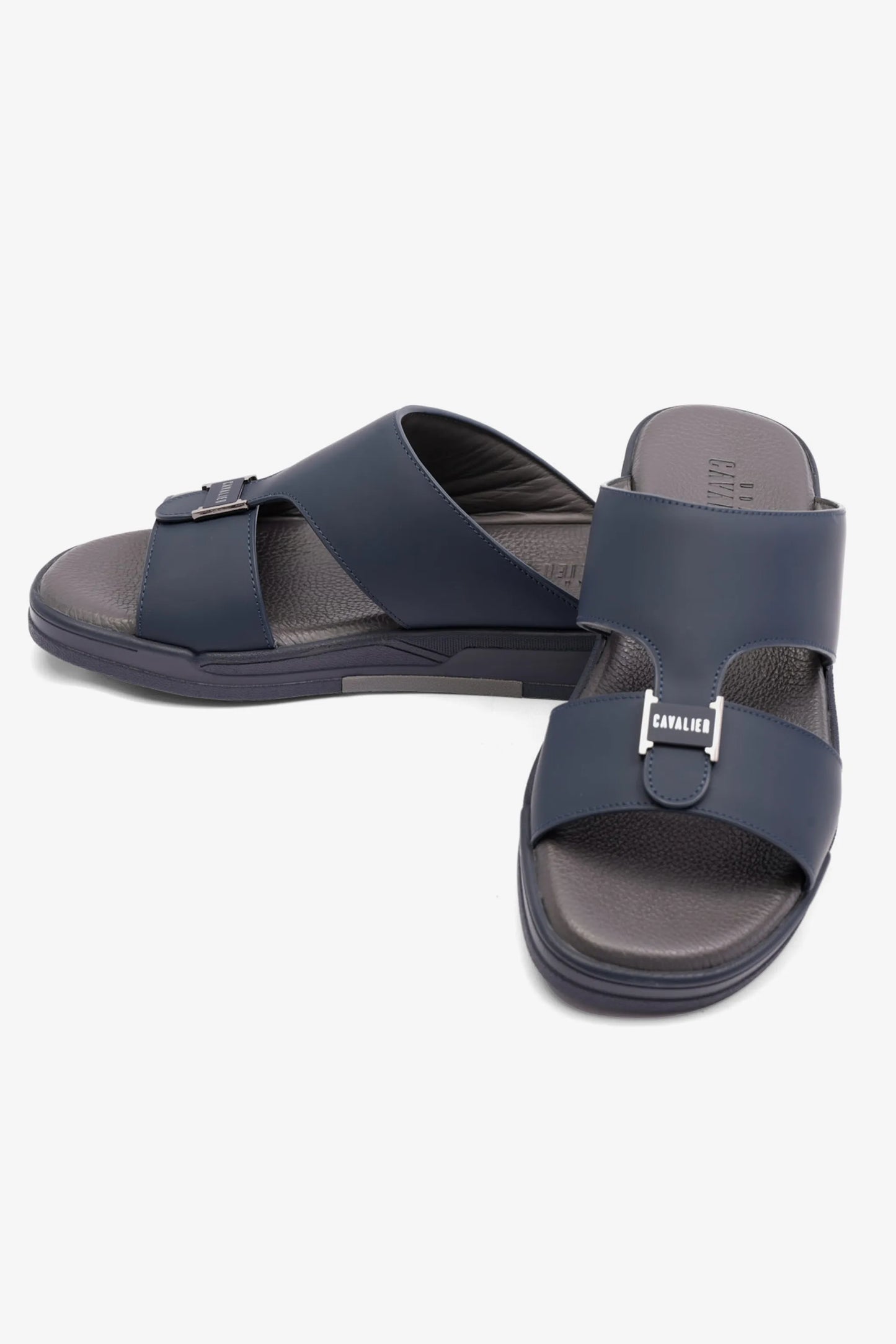 UOMO CAVALIER MENS ARABIC MATTE LEATHER SANDALS NAVY - Seventy7