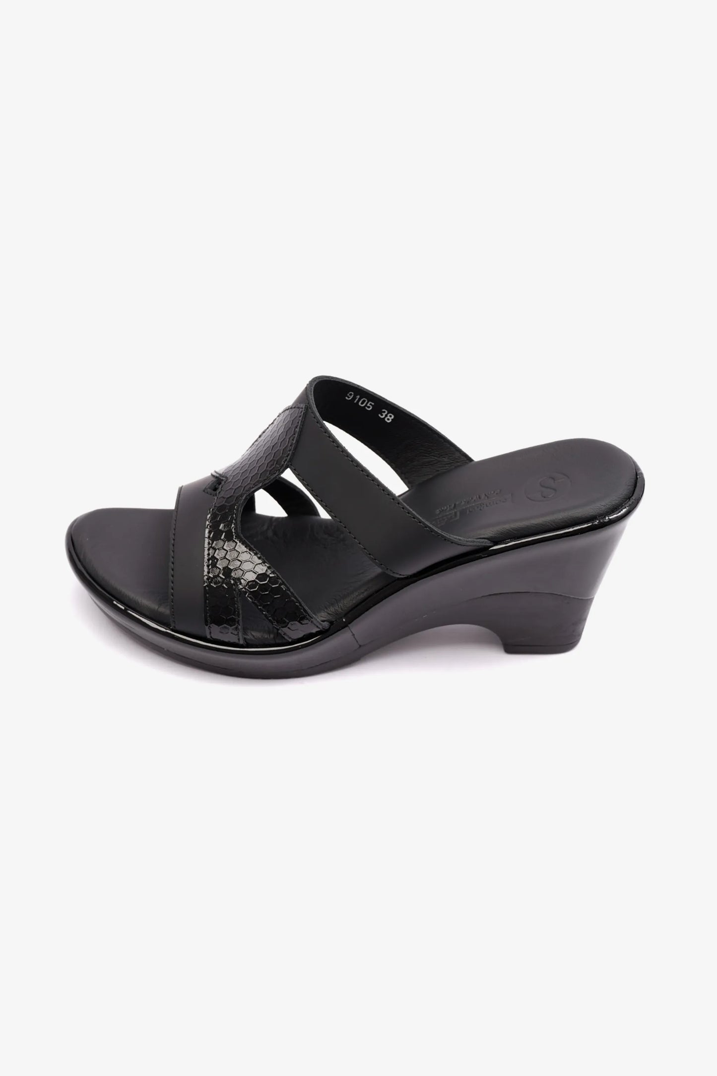 HIGH HEELS COMFORT PLUS MATT LEATHER LADIES SANDAL BLACK - Seventy7